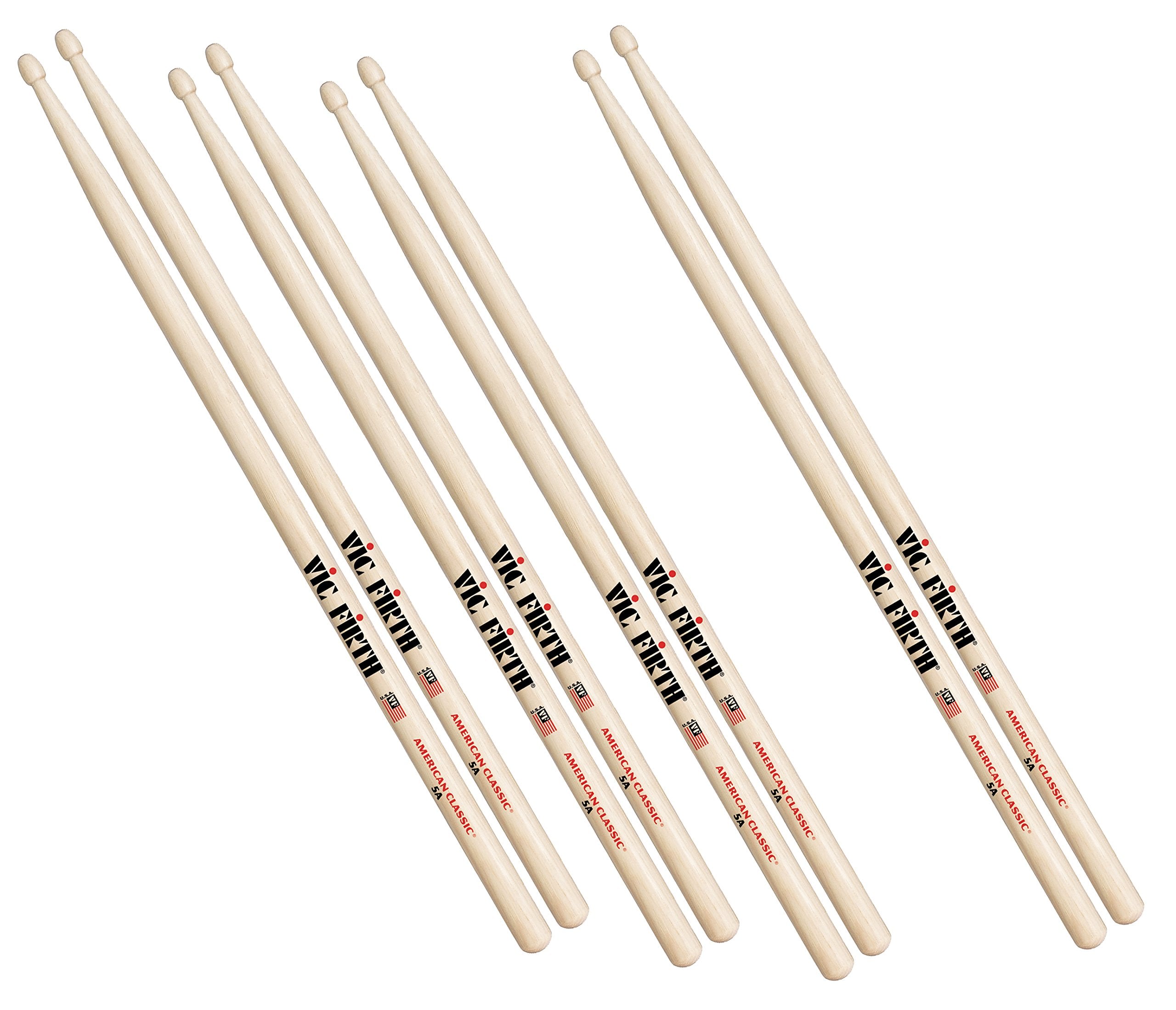 Vic Firth P5A.3-5A.1 American Classic Wood Tip Drumsticks (Pack of 4)