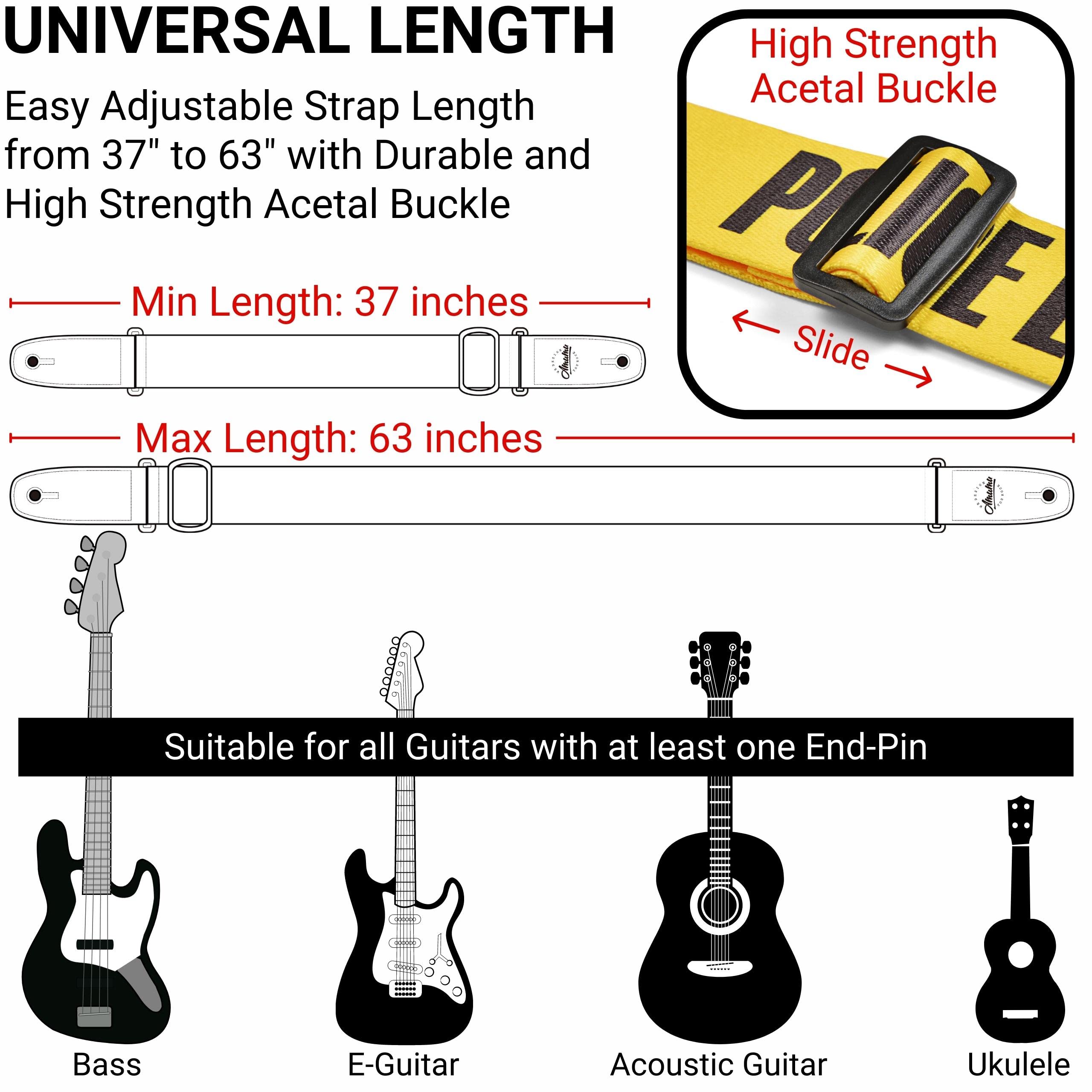 Amumu Guitar Strap for Acoustic Electric Guitars Bass Guitars with print DO NOT CROSS POLICE LINE