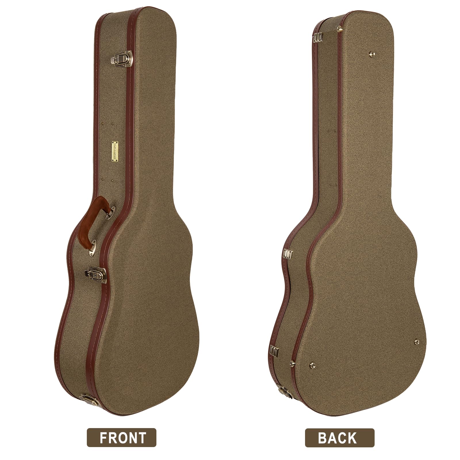 Crossrock Master Series Dreadnought Acoustic Guitar Case for Gibson J-45 / Martin D-Style | Olive Green Eco Tweed Fabric, Re-Eng