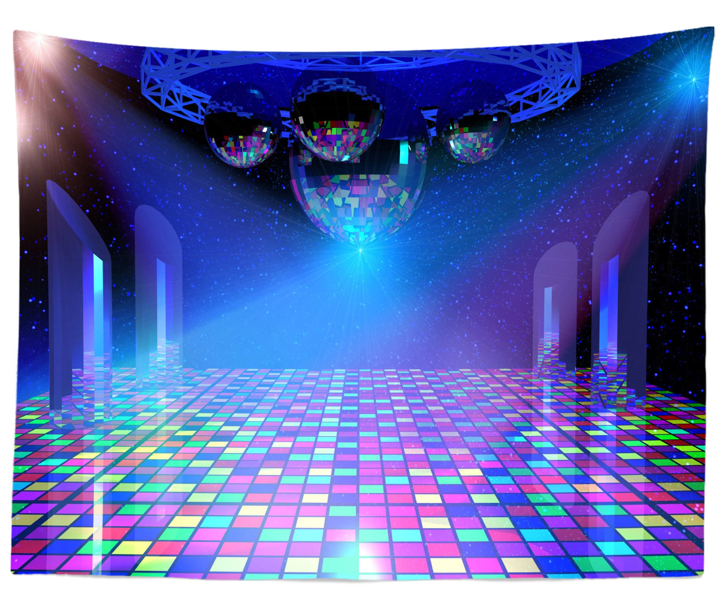 BELECO Disco Party Backdrop 10x6.5ft Fabric Vintage 70s 80s 90s Disco Ball Stage Backdrop Night Club Neon Music Birthday Backdro