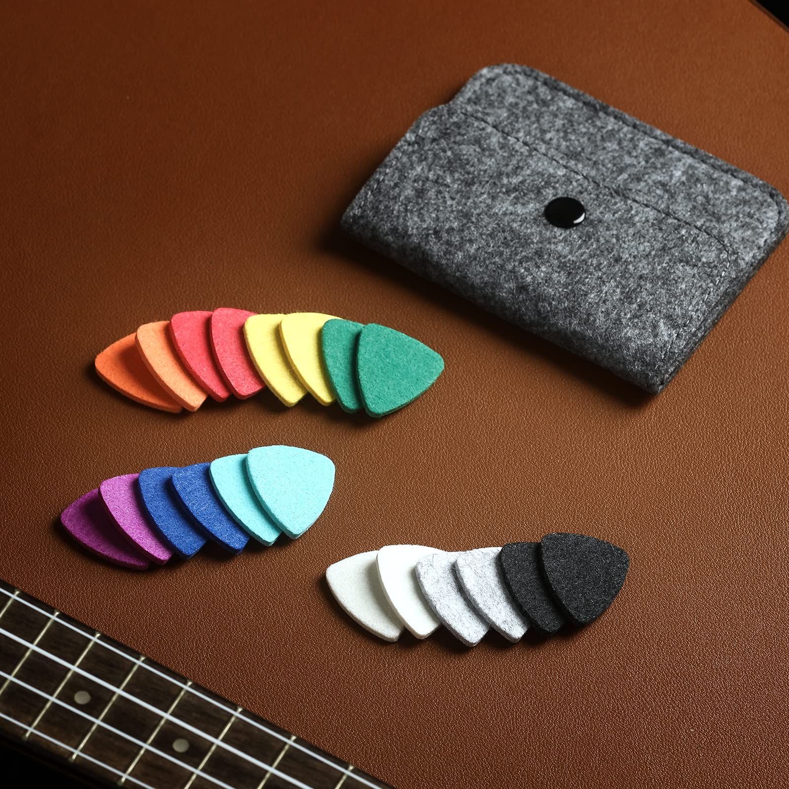 20 Pieces Felt Ukulele Picks,Felt Heart Shape Pick for Ukulele Guitar Bass with pick holder case (Multiple colors) (general, 10