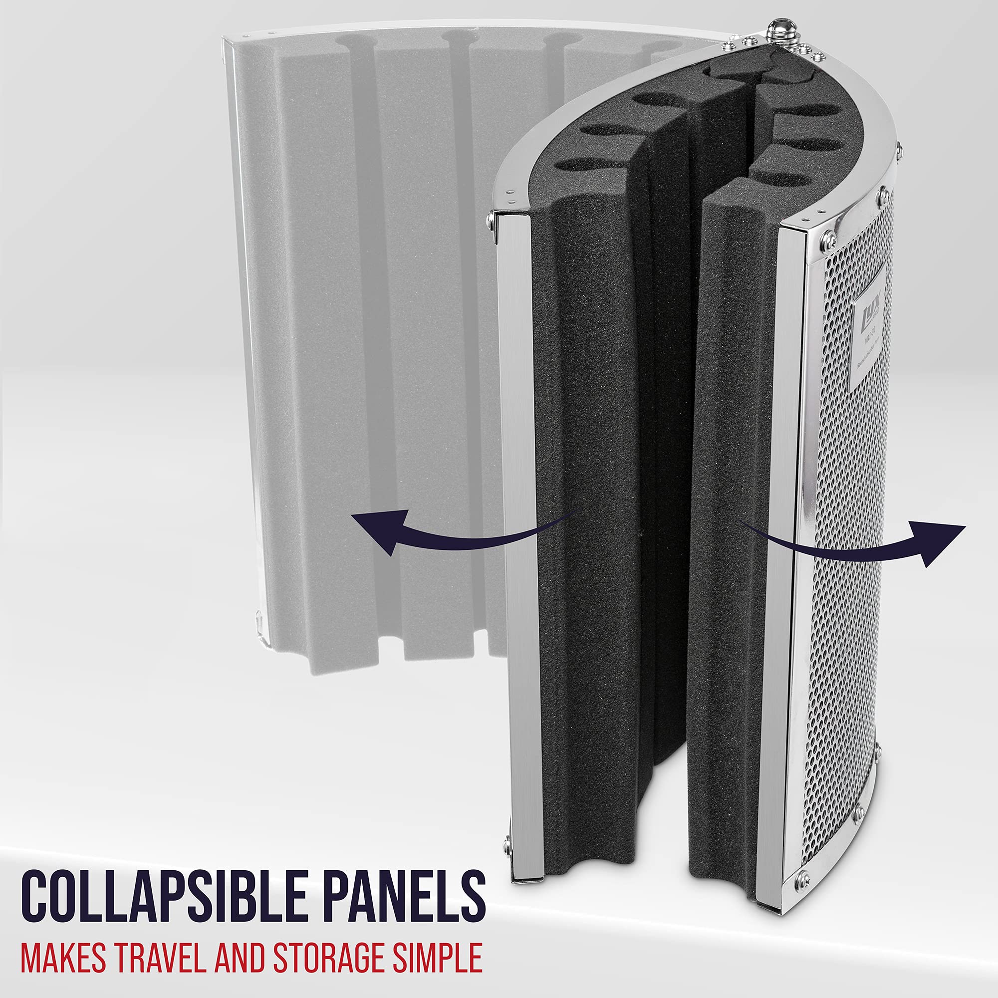 LyxPro VRI-30 Sound Absorbing and Vocal Booth Recording Microphone Isolation Shield Panel for Home Office and Studio Portable &