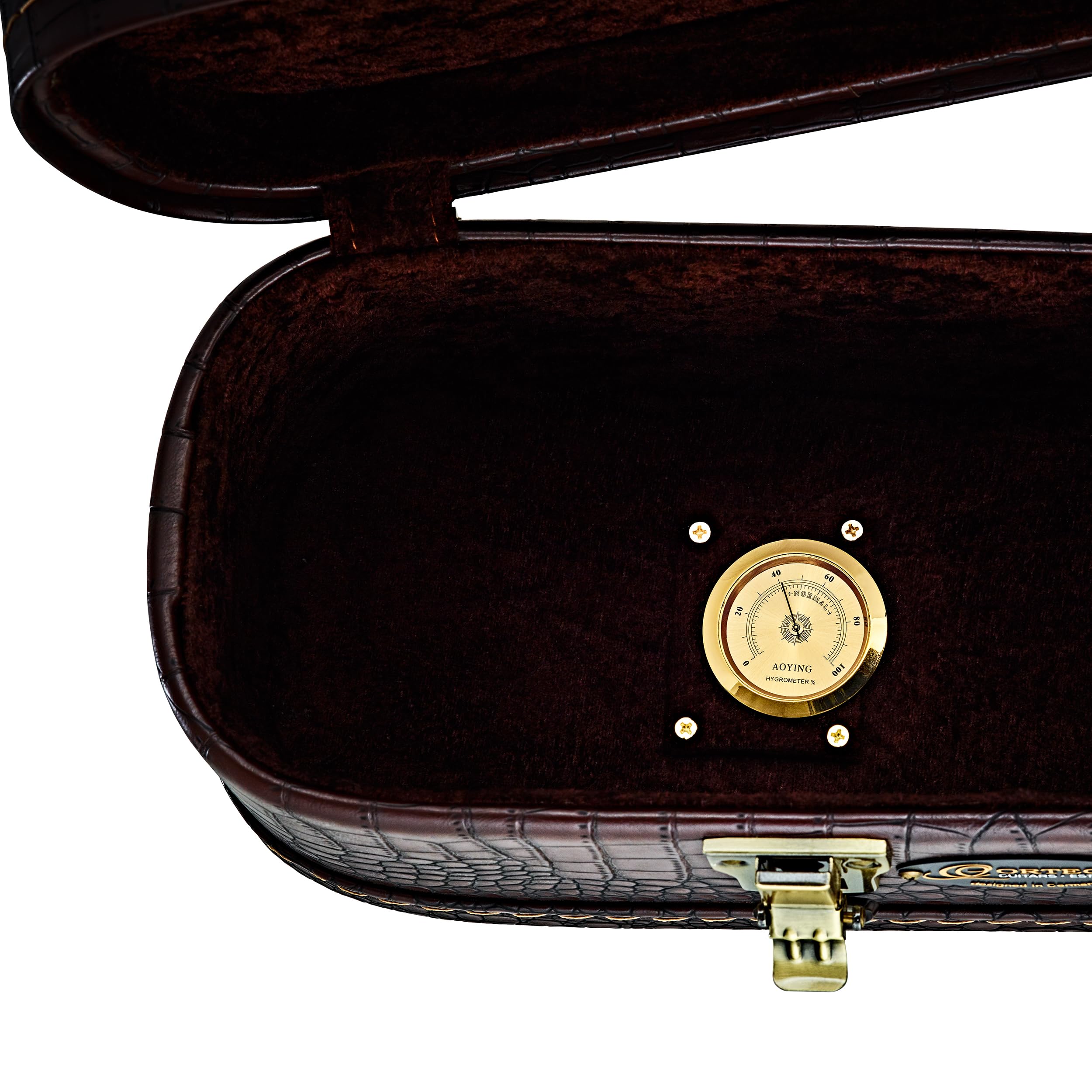 Ortega Guitars Full Size Classical Arched Deluxe Hardshell Case-15 mm Velvet Padding-Modern Brown Croco w/Vinatge Bronze Hardwar