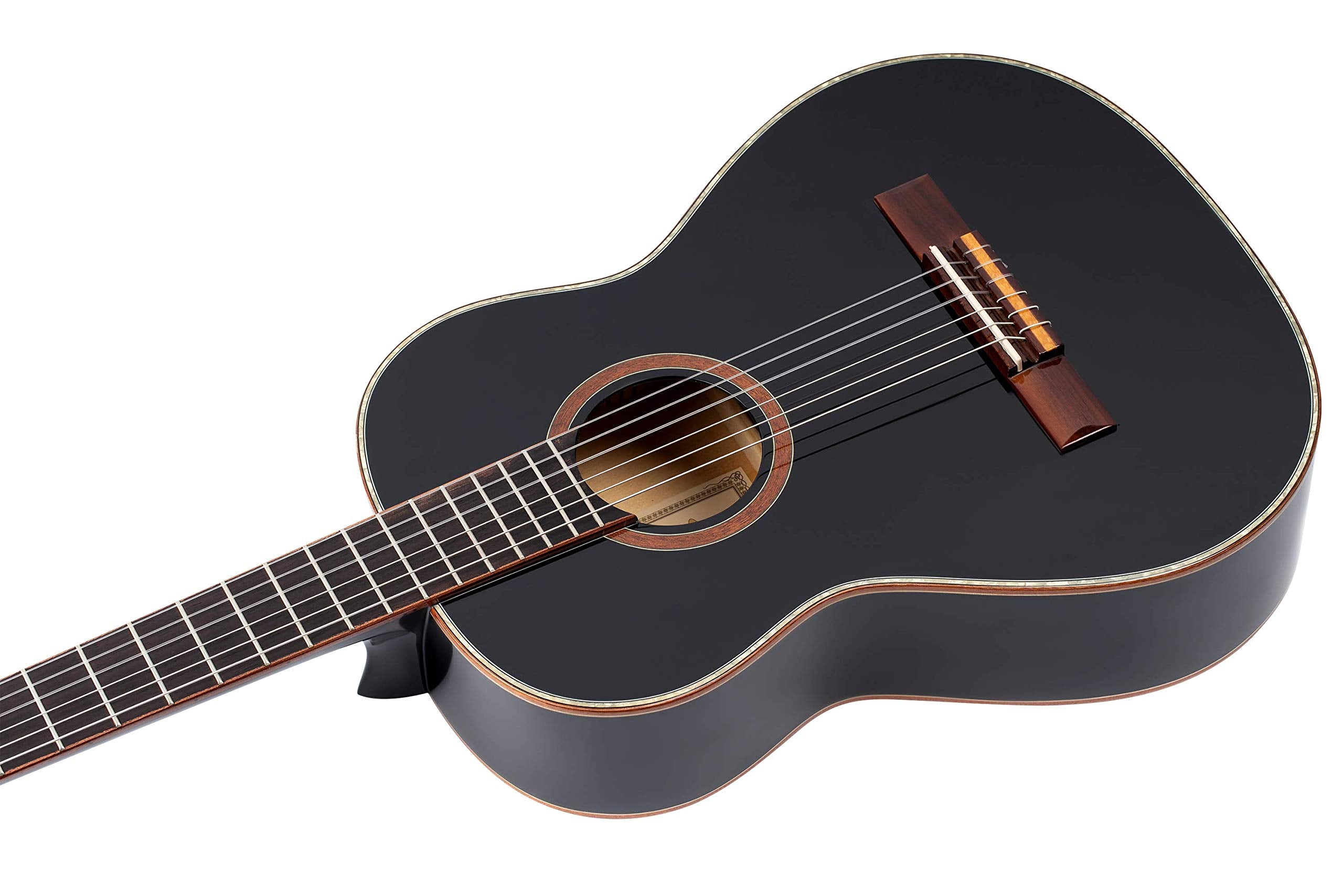 Ortega Guitars 6 String Family Series 3/4 Size Nylon Classical Guitar w/Bag, Right, Spruce Top-Black-Gloss, (R221BK-3/4)