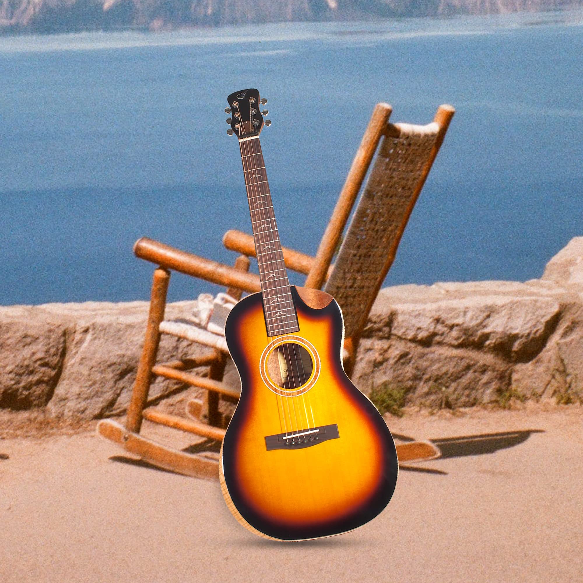 Journey Instruments Solid Sitka Travel Guitar - FP412-13BC Traveling Acoustic-Electric Collapsible Guitar - Portable Backpack Ca