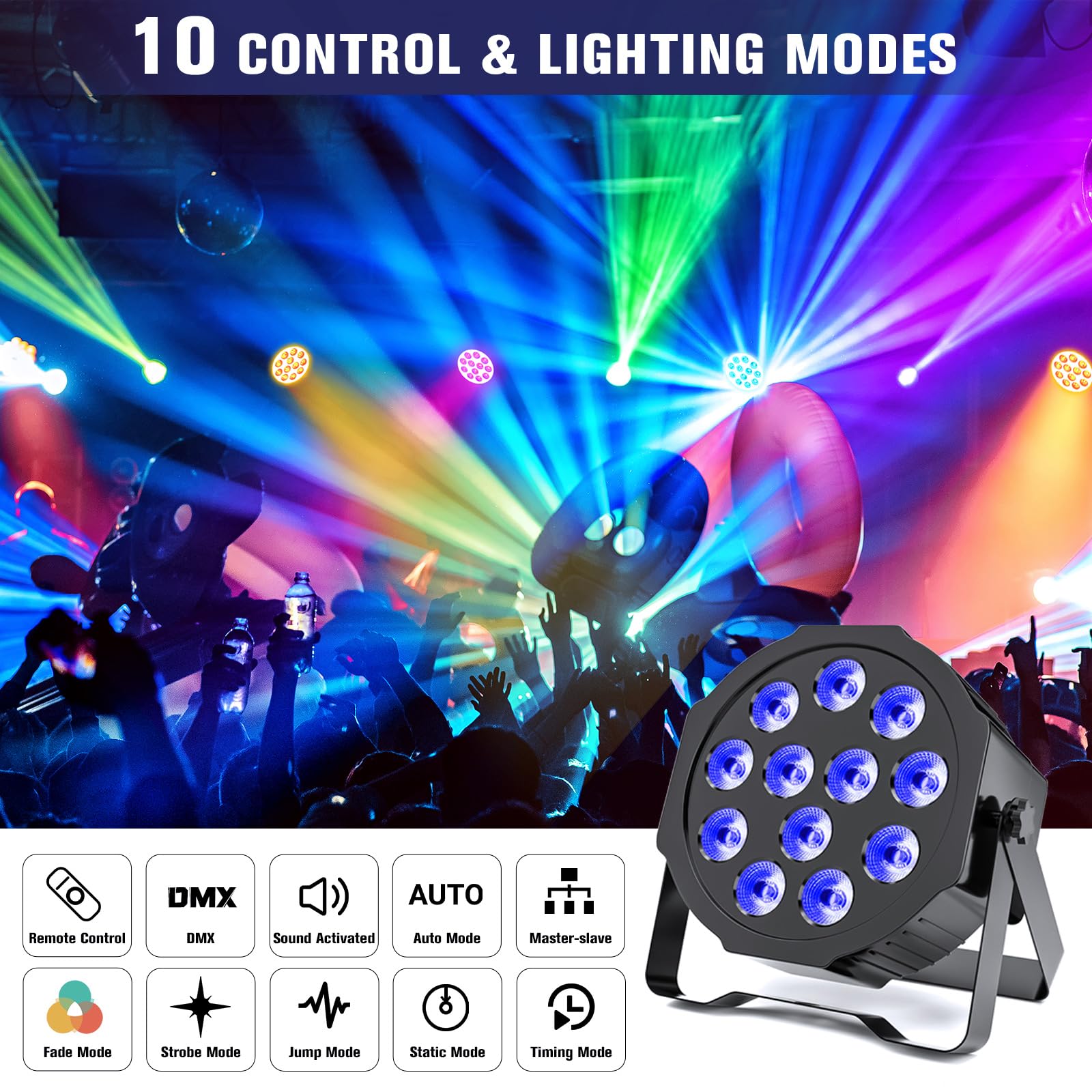 HOLDLAMP Rechargeable Par Lights Uplights RGBWA+UV 6-in-1 LED Battery Powered Stage Lights with Remote & DMX Control, Sound Acti