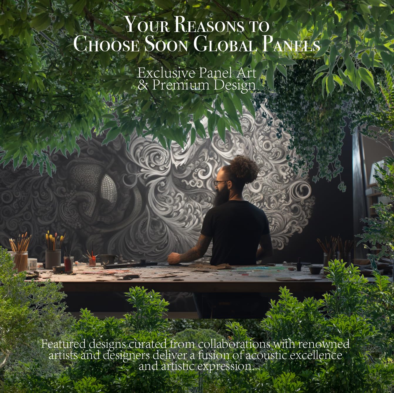 Soon Global 8-Pack Acoustic Panels, Soundproof Wall Panels, 48 X 32 Inches Sound Absorbing Panels, Decorative Acoustical Wall Pa