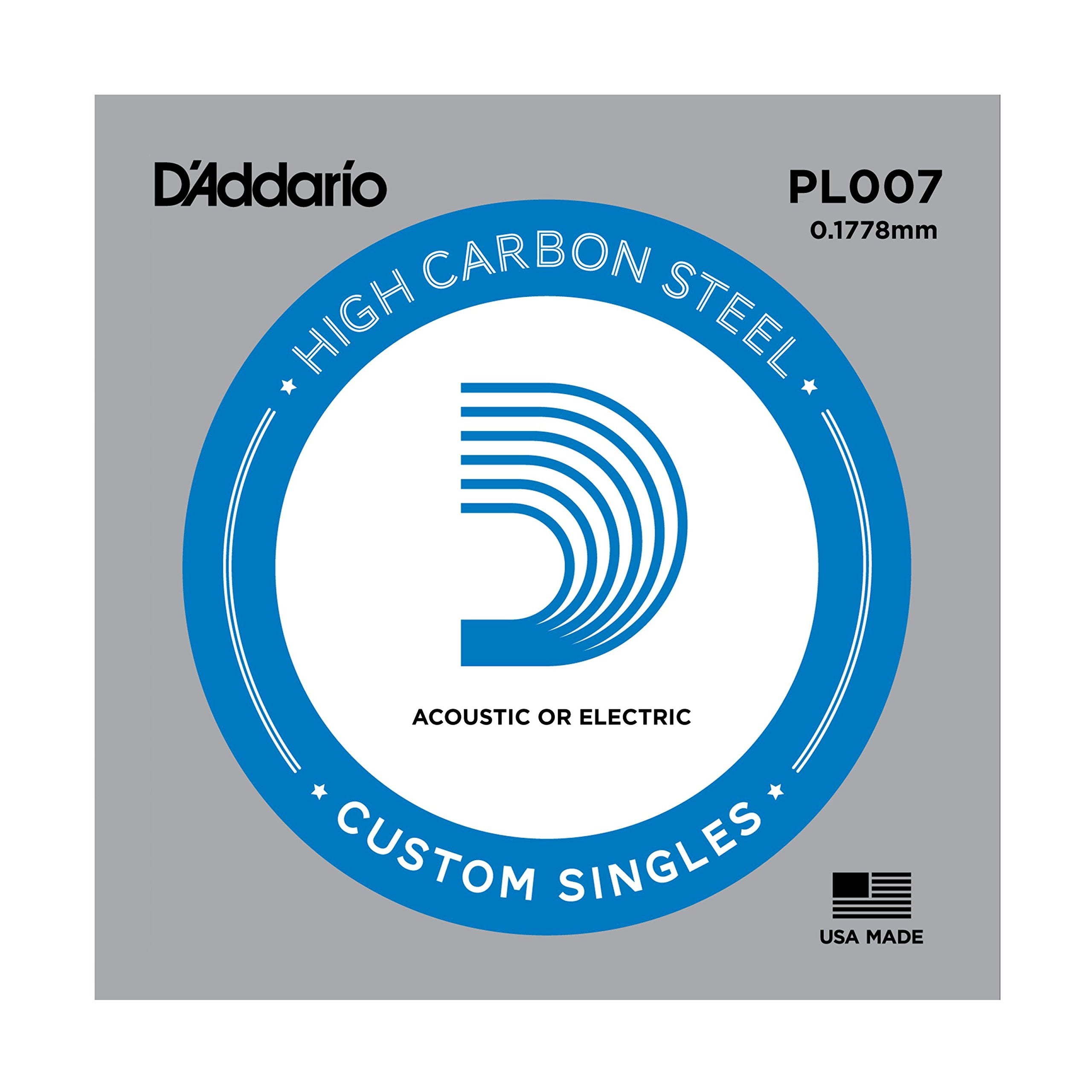 D'Addario Pl007 Plain Steel Guitar Single String, 007