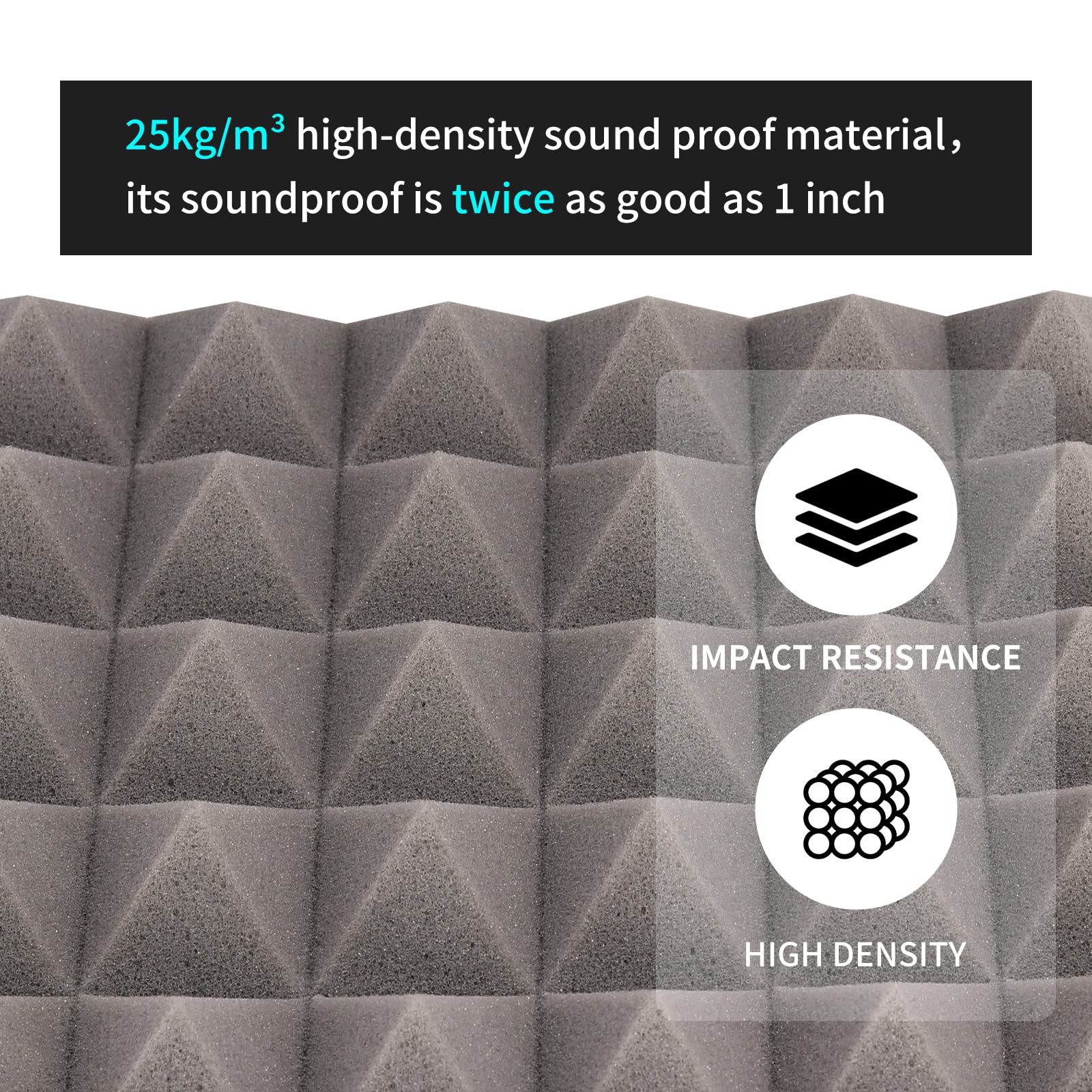 Musfunny Sound Proof Foam Panels, 12 Pcs 2 '' x 12 '' x 12 '' Acoustic Foam Panels Sound Absorbing Wall Panels for Studio Record