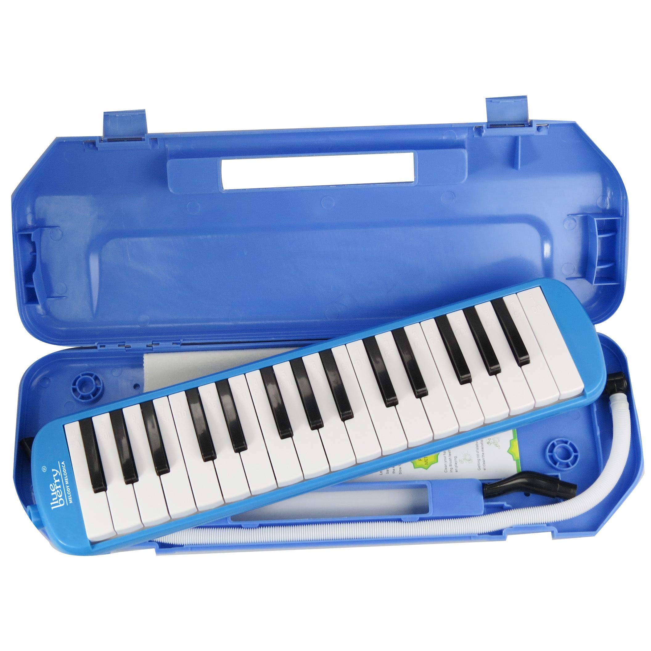 blueberry Melodica 32 Keys Piano Instrument Soprano Piano with Mouthpiece with Hard ABS Case for Music Lovers Beginners Kids - B