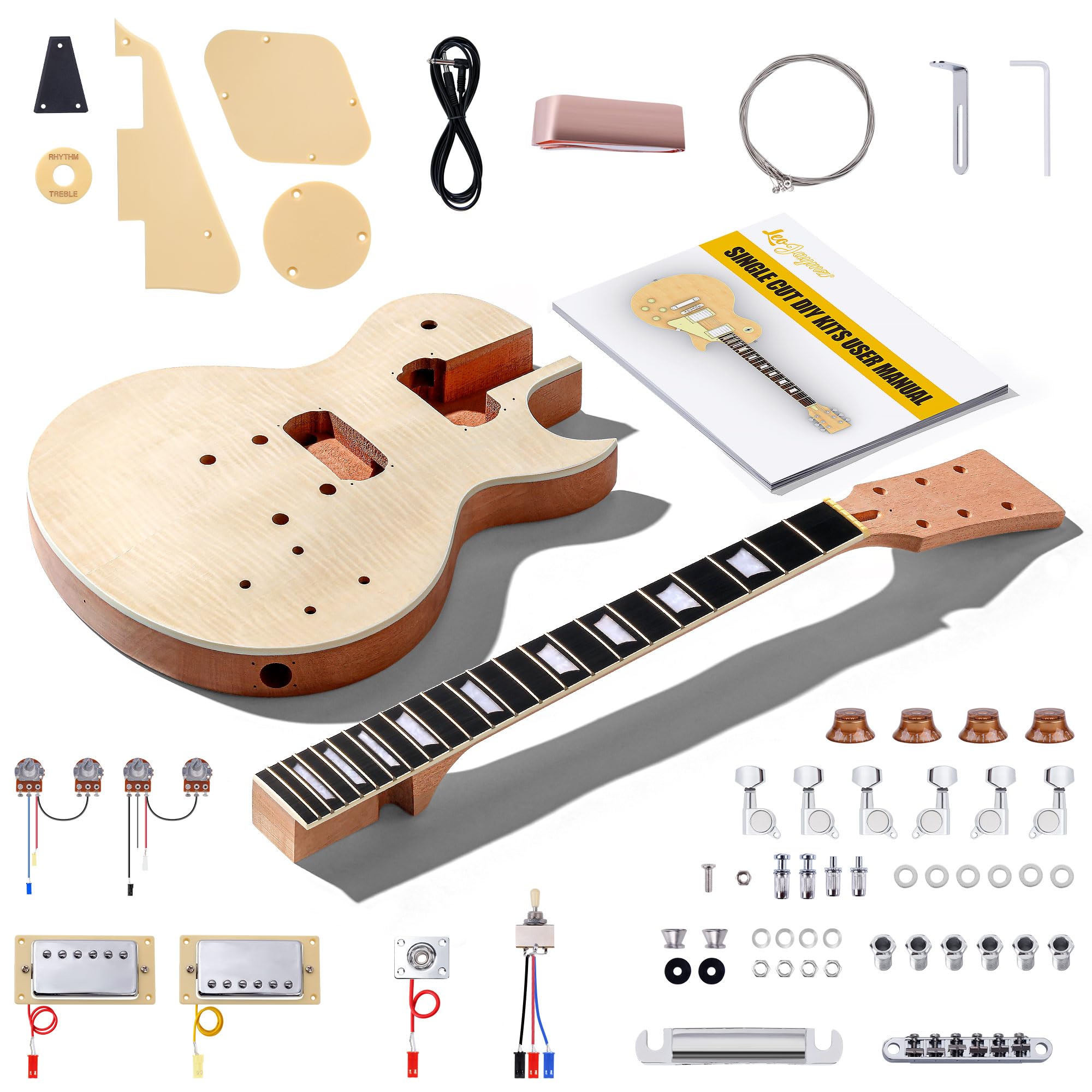 Leo Jaymz Diy Single Cut Lp Electric Guitar Kits With Mahogany Body And Neck -Rosewood Fingerboard And All Components Included