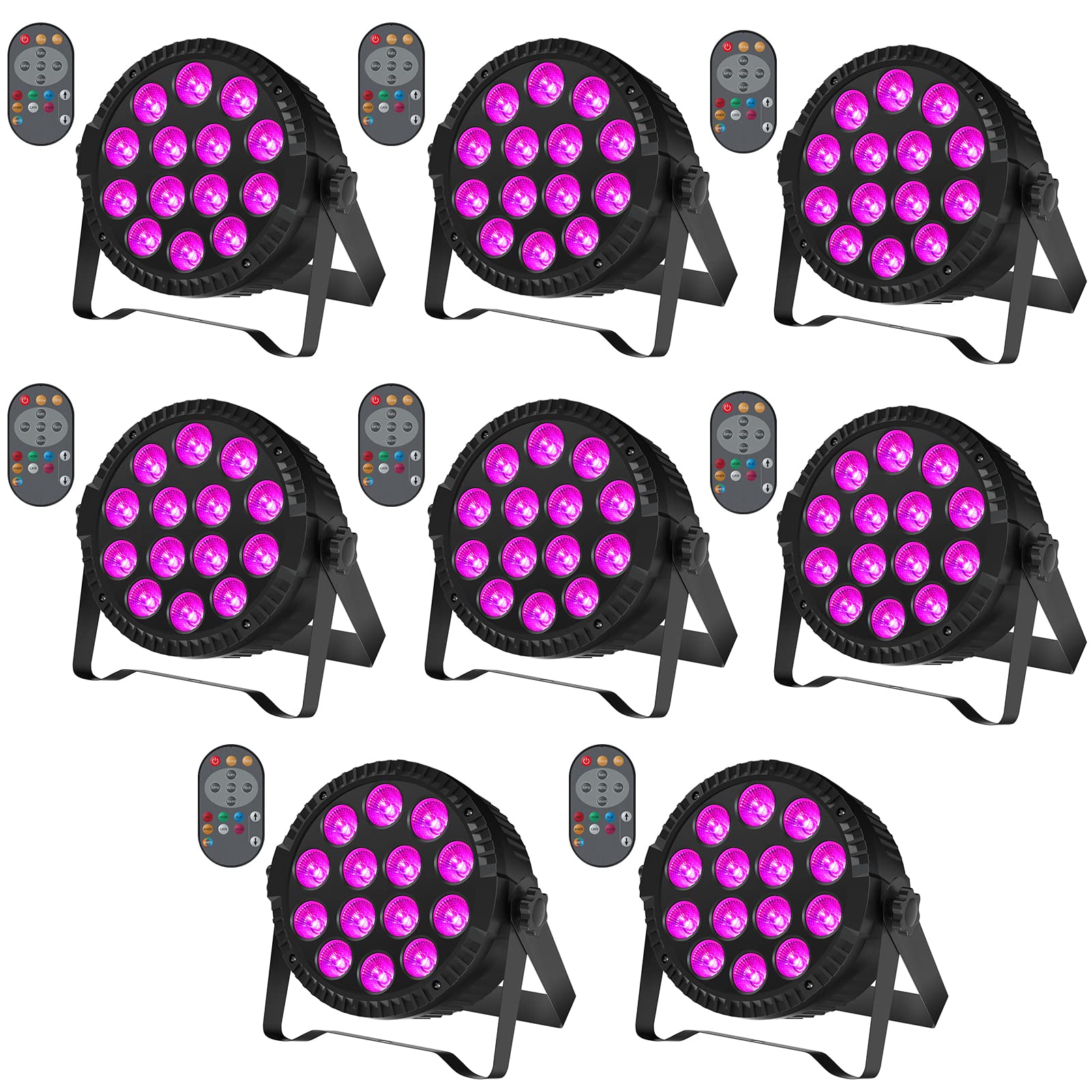 Uking Stage Lights, 8 Pack Led Par Lights Rgbw Dj Stage Lighting 14X6W Uplights For Events By Sound Activated And Dmx Control F