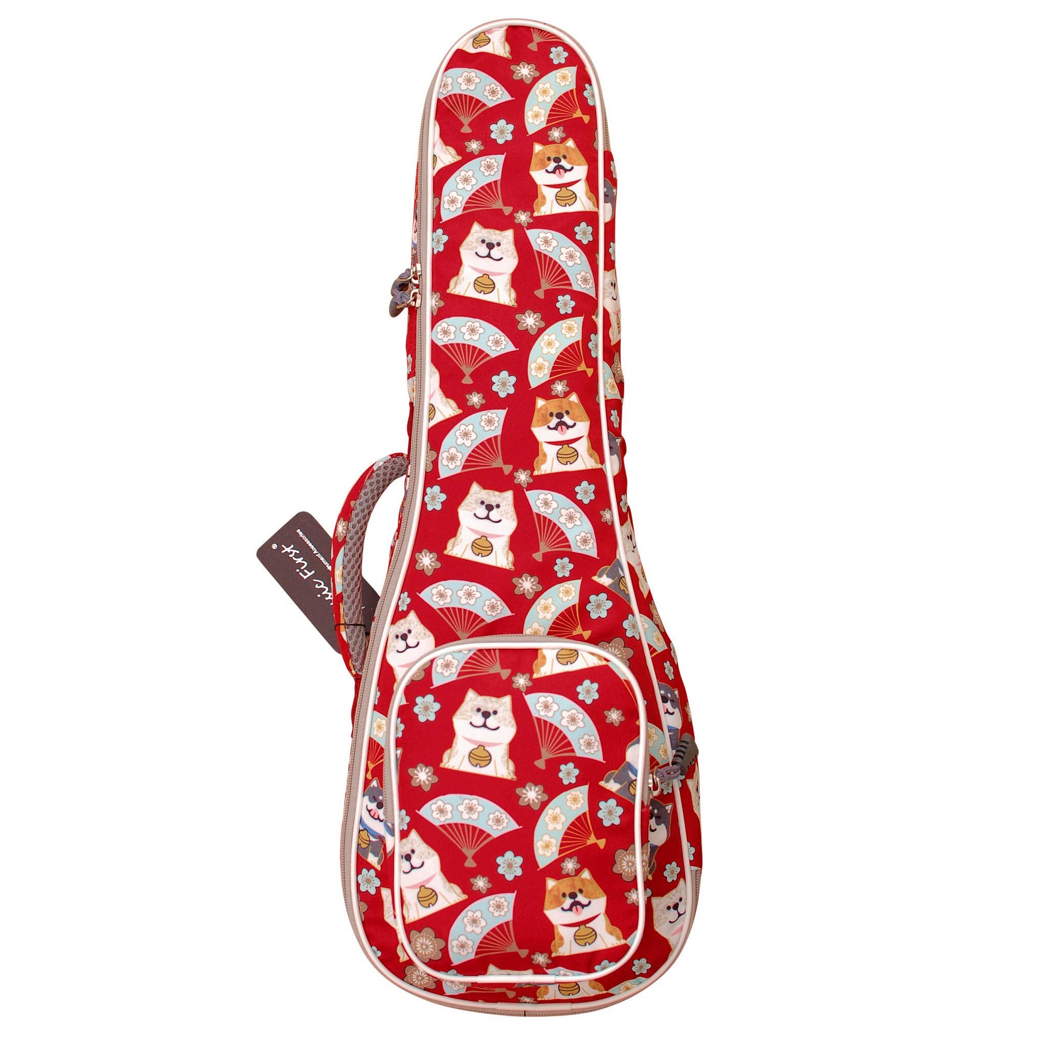 MUSIC FIRST Cute Cartoon Shiba Inu and Sakura Dog Ukulele Case, Fit for 2324 inch Concert Ukulele, Red