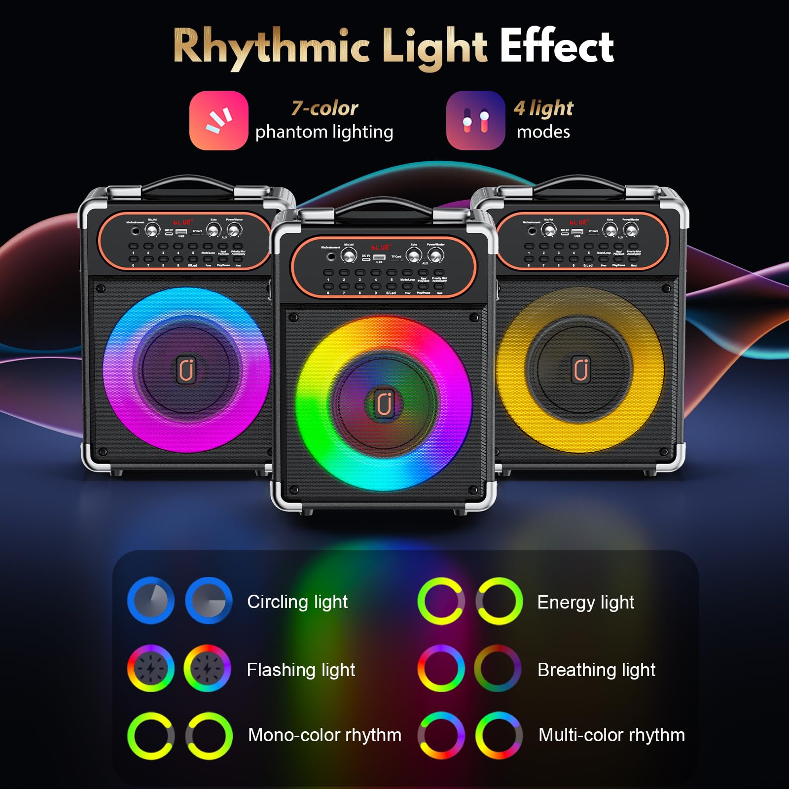 HWWR Karaoke Machine with 2 Microphones, Portable Bluetooth 5.3 Karaoke Speaker for Outdoor Events,Gatherings and Parties, PA Sy