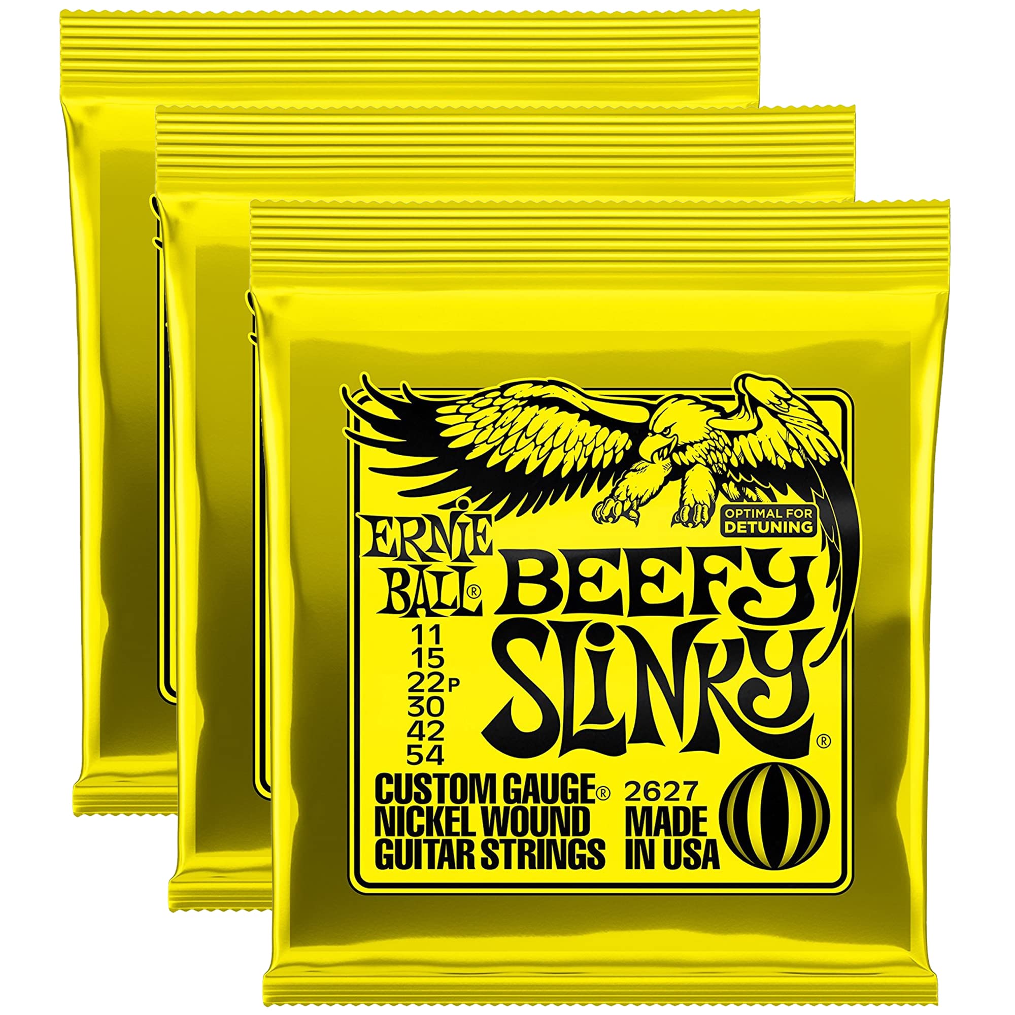 Ernie Ball 2627 Beefy Slinky 11-54 (3 Pack Bundle)