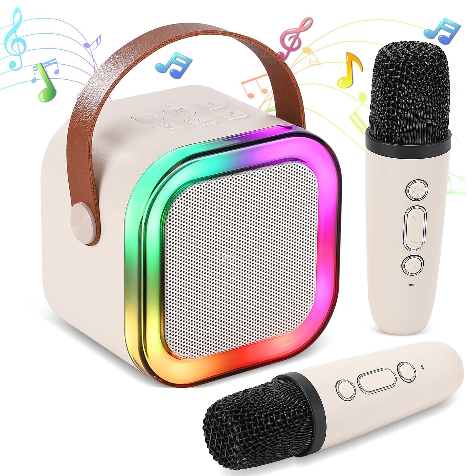 Mini Karaoke Machine For Kids, Portable Bluetooth Speaker With 2 Wireless Microphones,Christmas And Birthday Gifts Suitable For