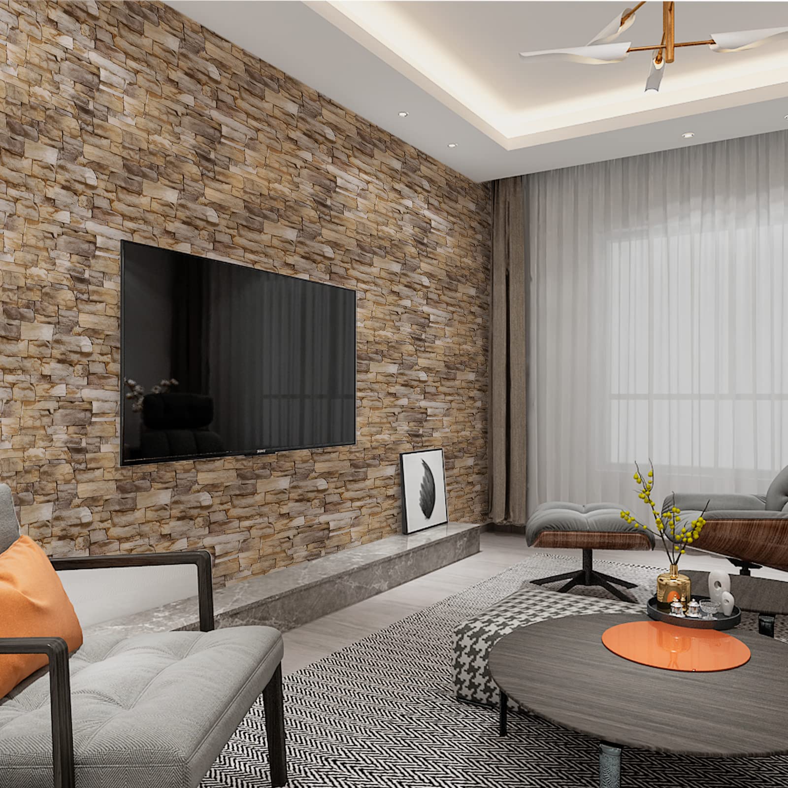 AIONCDER Acoustic Wall Art Acoustic Panels, 48X24 Inches Sound Absorbing Wall Art, Self Adhesive Soundproof Wall Panels, Sound A