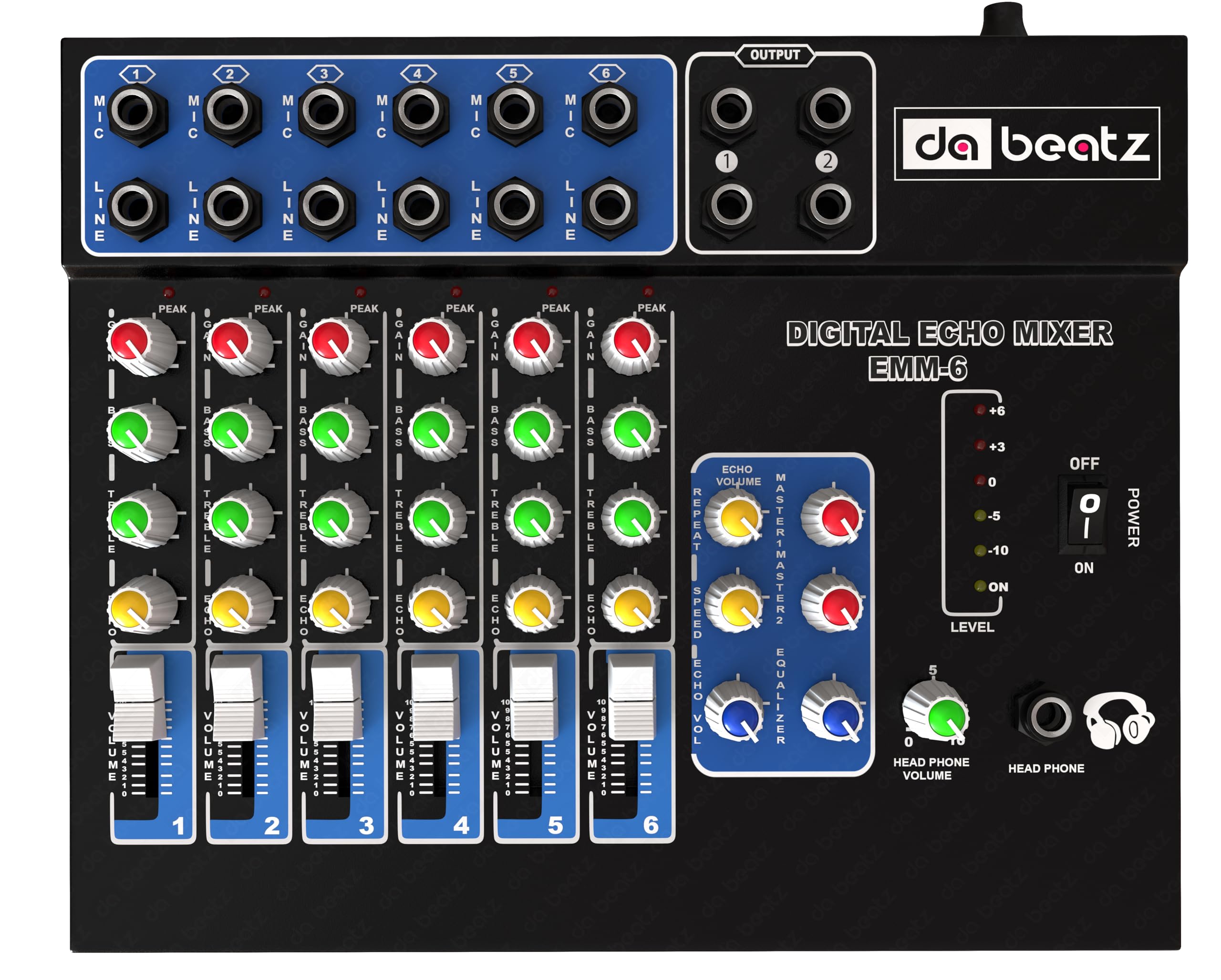 DaBeatz 6-Channel Stereo Echo DJ Sound Mixer for Parties, Stage Effects, Weddings, Diwali Giving Your Occasion an Impressive Out