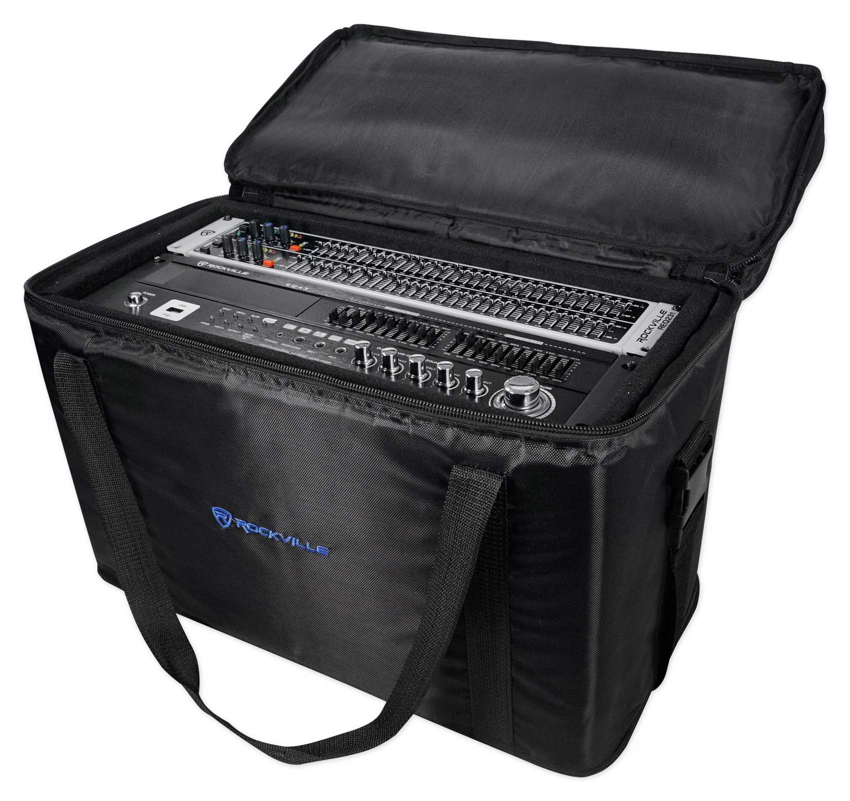 Rockville RRB50 5U Rack Bag Double-Sided 12 Depth, 800D Ballistic Nylon, Removable Rack Case, Shoulder Strap, Front Pocket, for 
