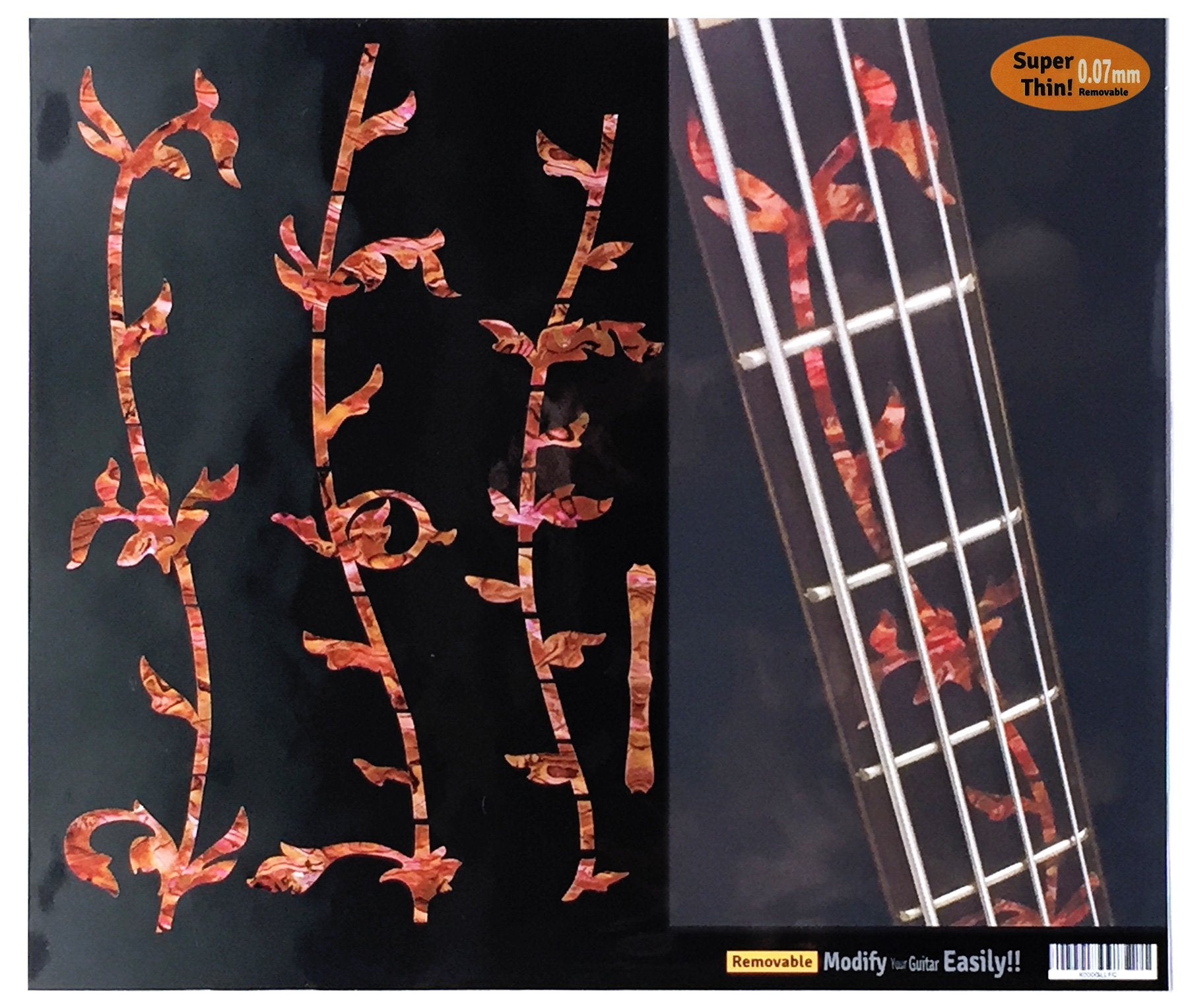 Inlay Sticker Fret Markers For Bass - Tree Of Life - Abalone Red