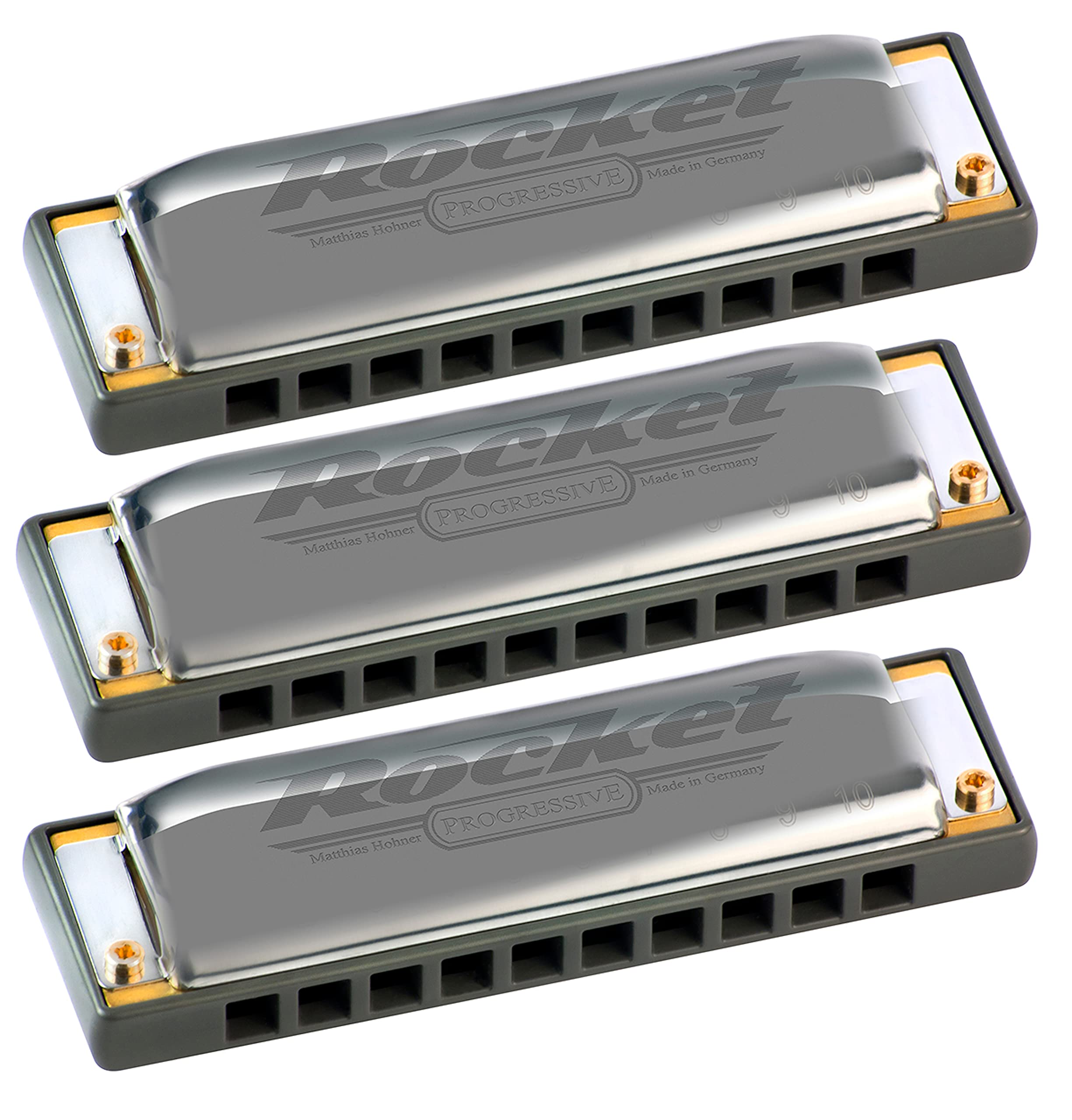 Hohner M2013 Rocket Harmonica, 3-pack