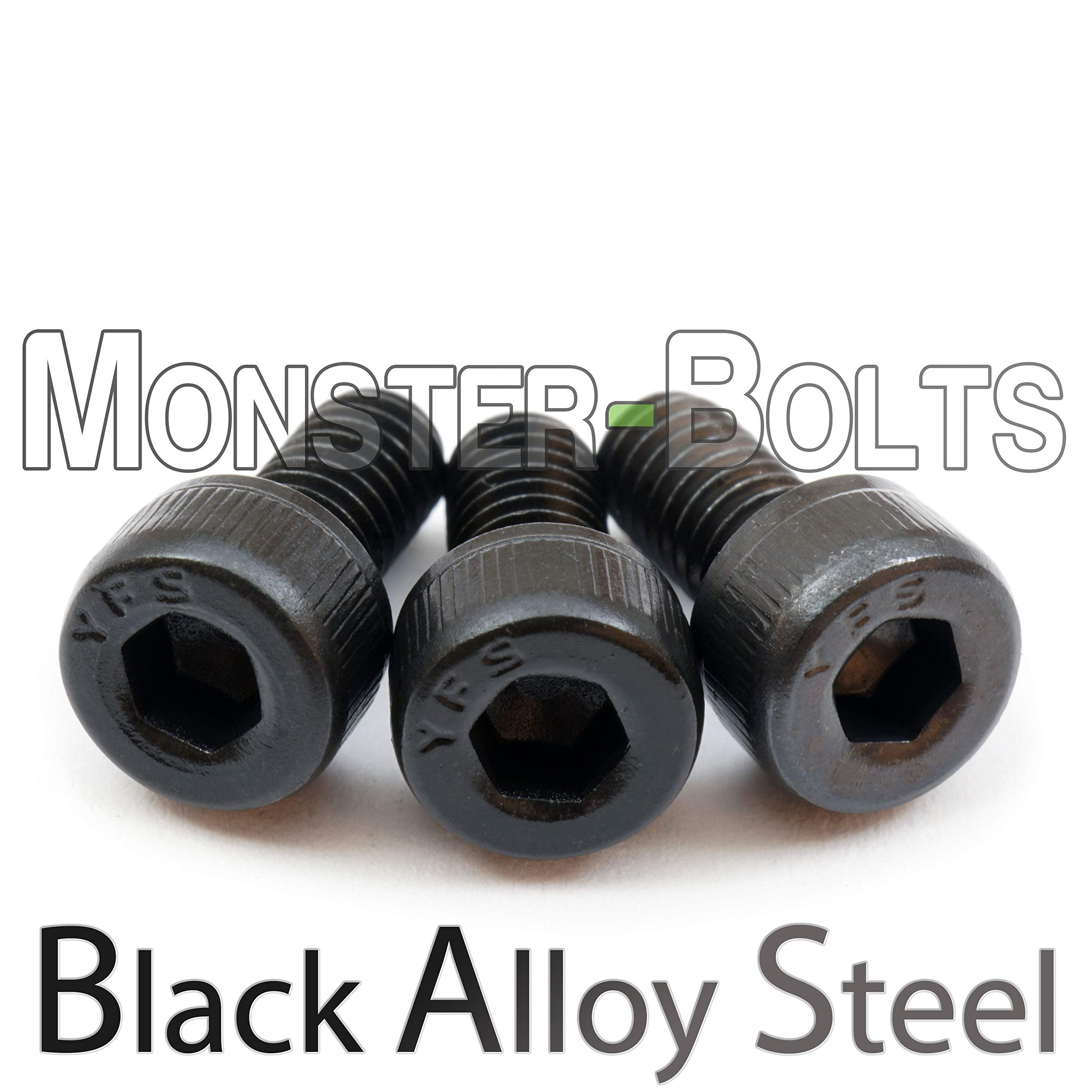 Class 12.9 Black Alloy Steel screws (3) - Floyd Rose Style Guitar Locking Nut Screws Set - MonsterBolts (Qty 3, Black)