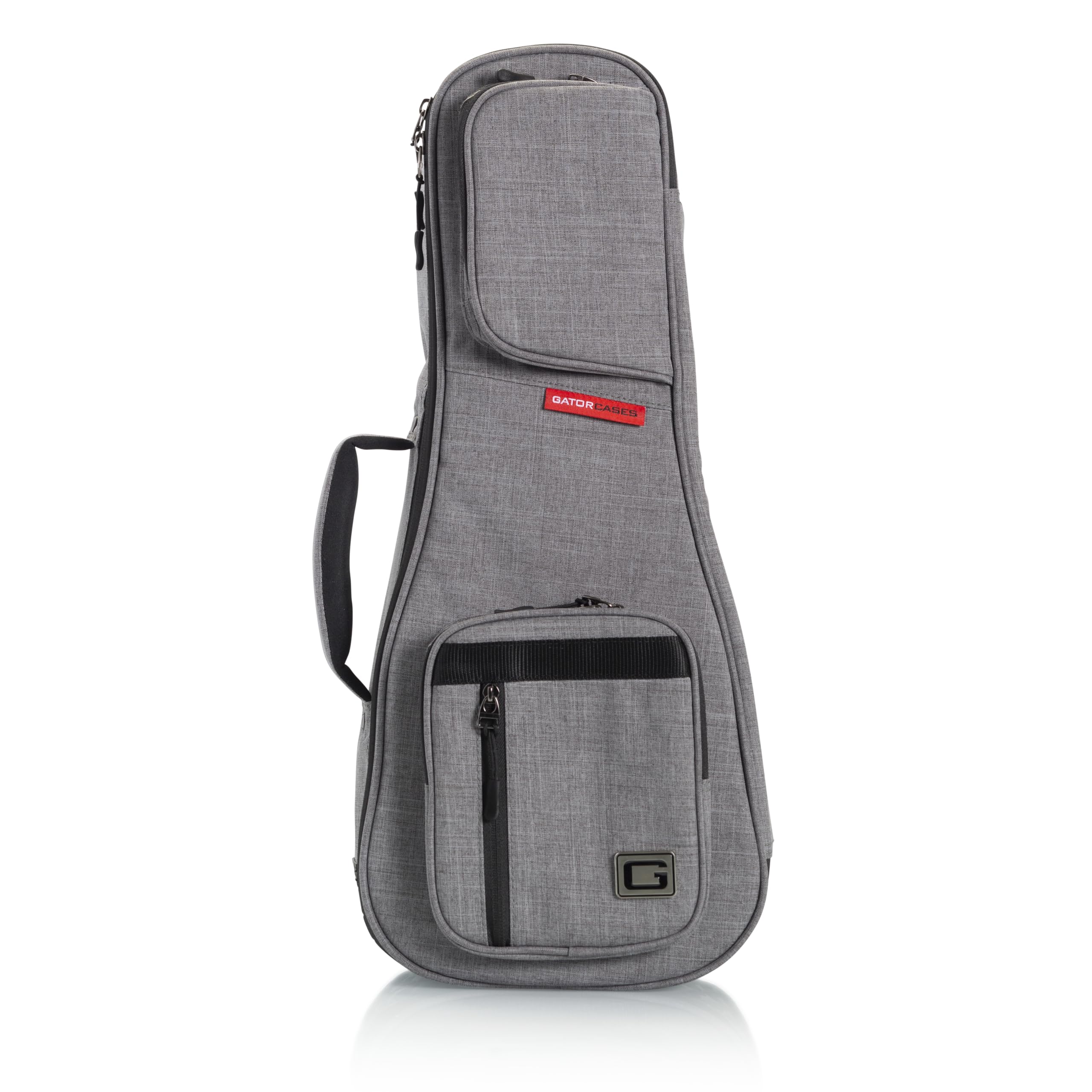 Gator Cases Transit Series Lightweight Soprano Ukulele Gig Bag with Backpack Straps and Rubberized Base, Light Grey Exterior (GT