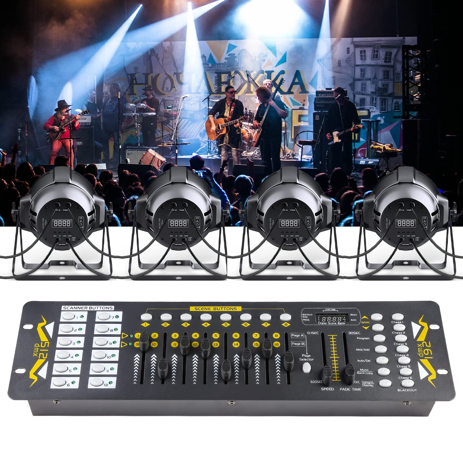 DMX Controller for DJ Lights, 192 Channel DMX Light Controller for Live House, DMX 512 Controller for Light Shows.