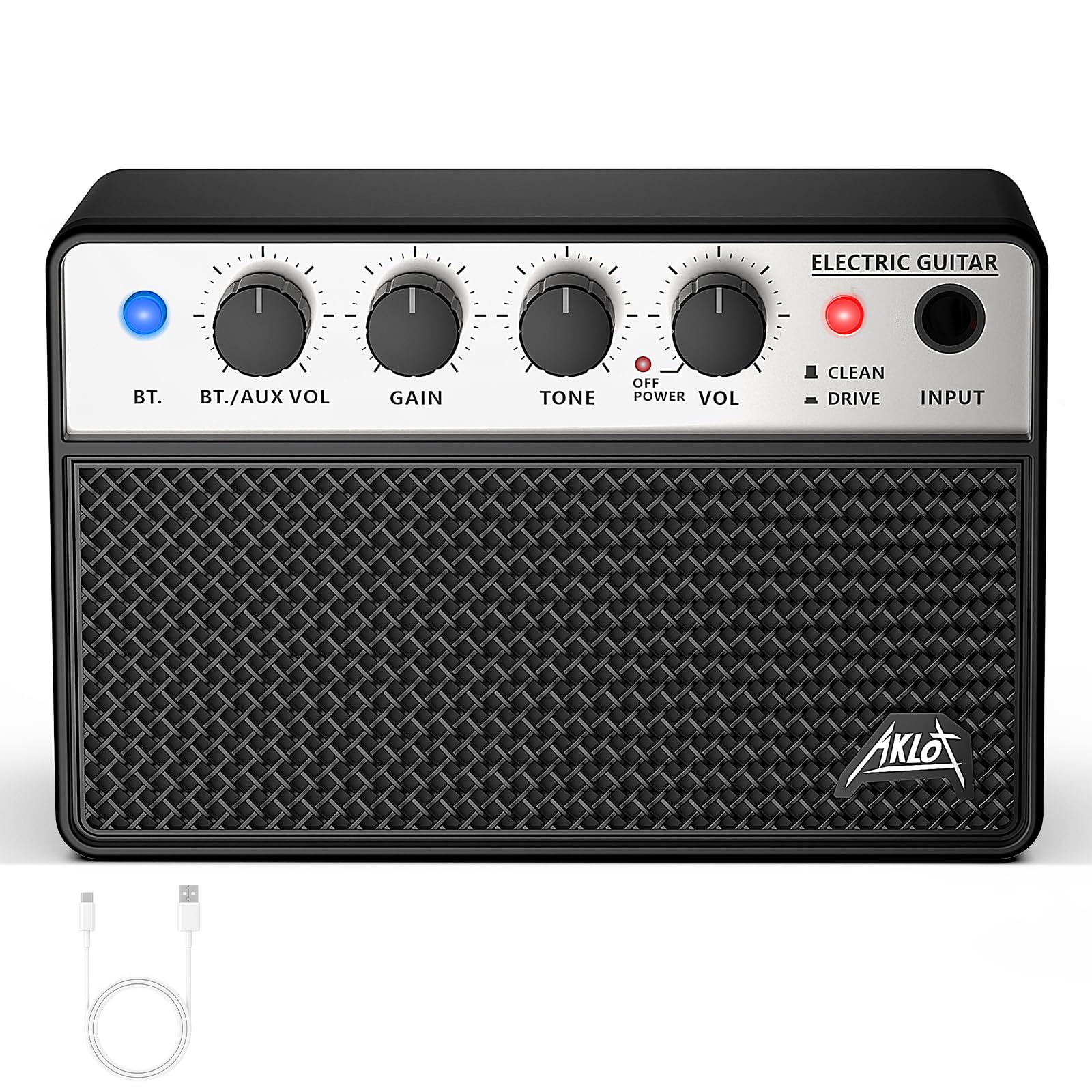 Aklot Mini Bass Amp Small Bass Guitar Amplifier 10W Portable Recharged Electric Bass Amp Bt Speaker With Dual Channel & Aux In J