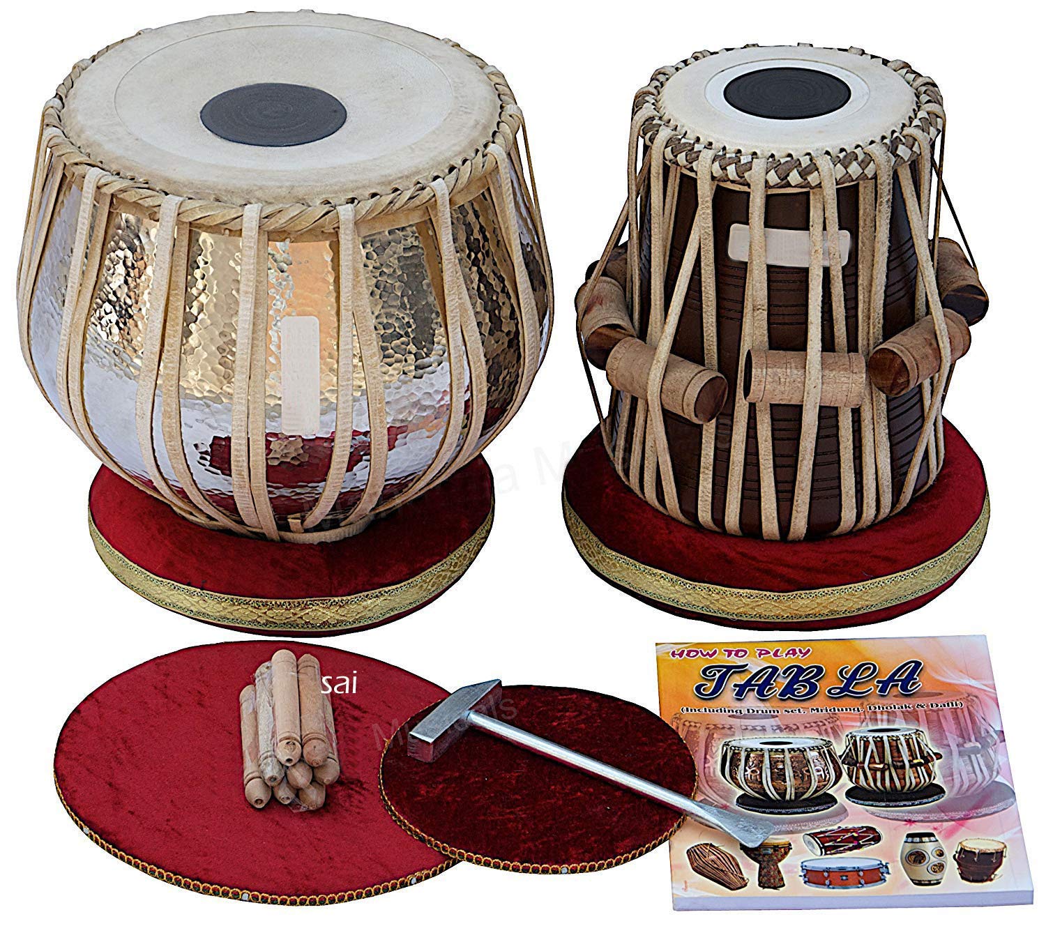 Gosaimusical Concert Tabla Drum Set, 4 Kg Lacquer Polish Copper Bayan, Indian Musical Instrument Bayan Tabla For Beginners & Stu