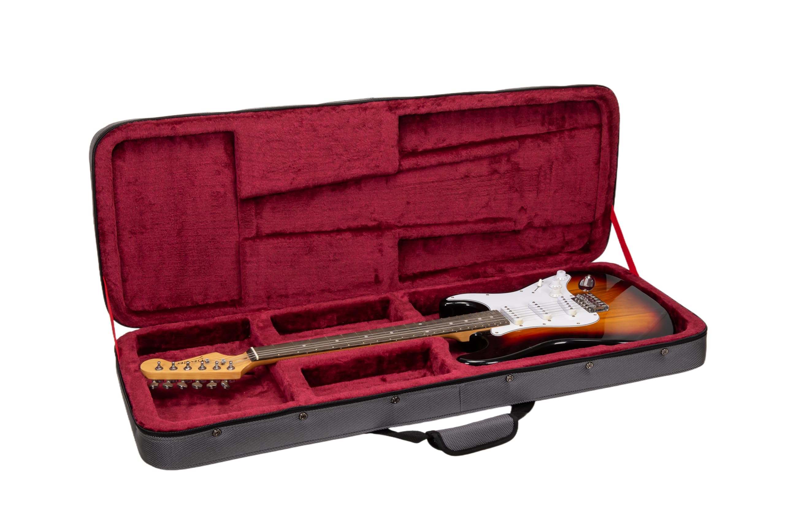 Crossrock Electric Guitar Foam Case for Strat & Tele | Lightweight Gray Gig Bag with Adjustable Fit, Plush Interior & Storage (C