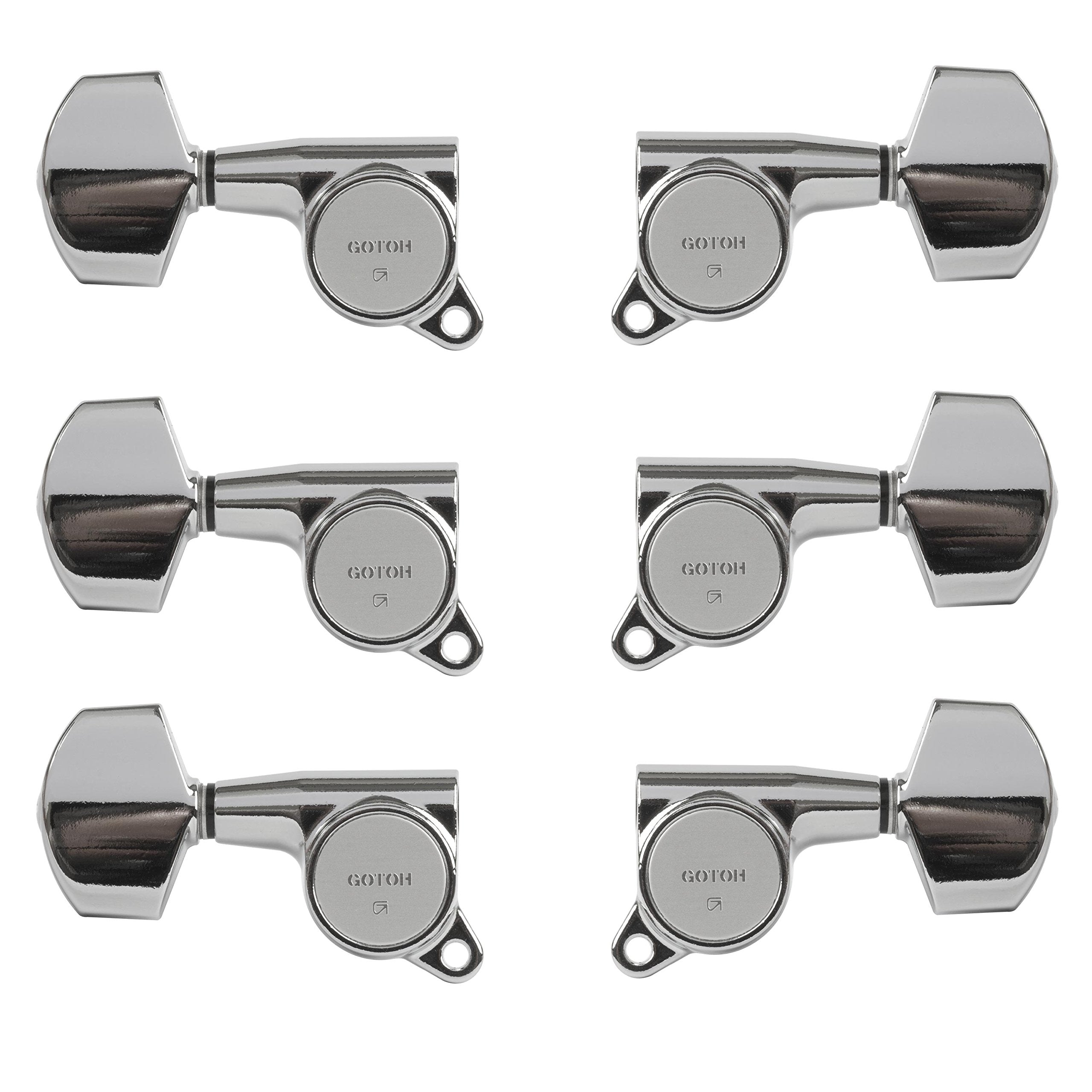 Gotoh Large Schaller-Style Knob Tuning Machines, 3 Left & 3 Right, Chrome