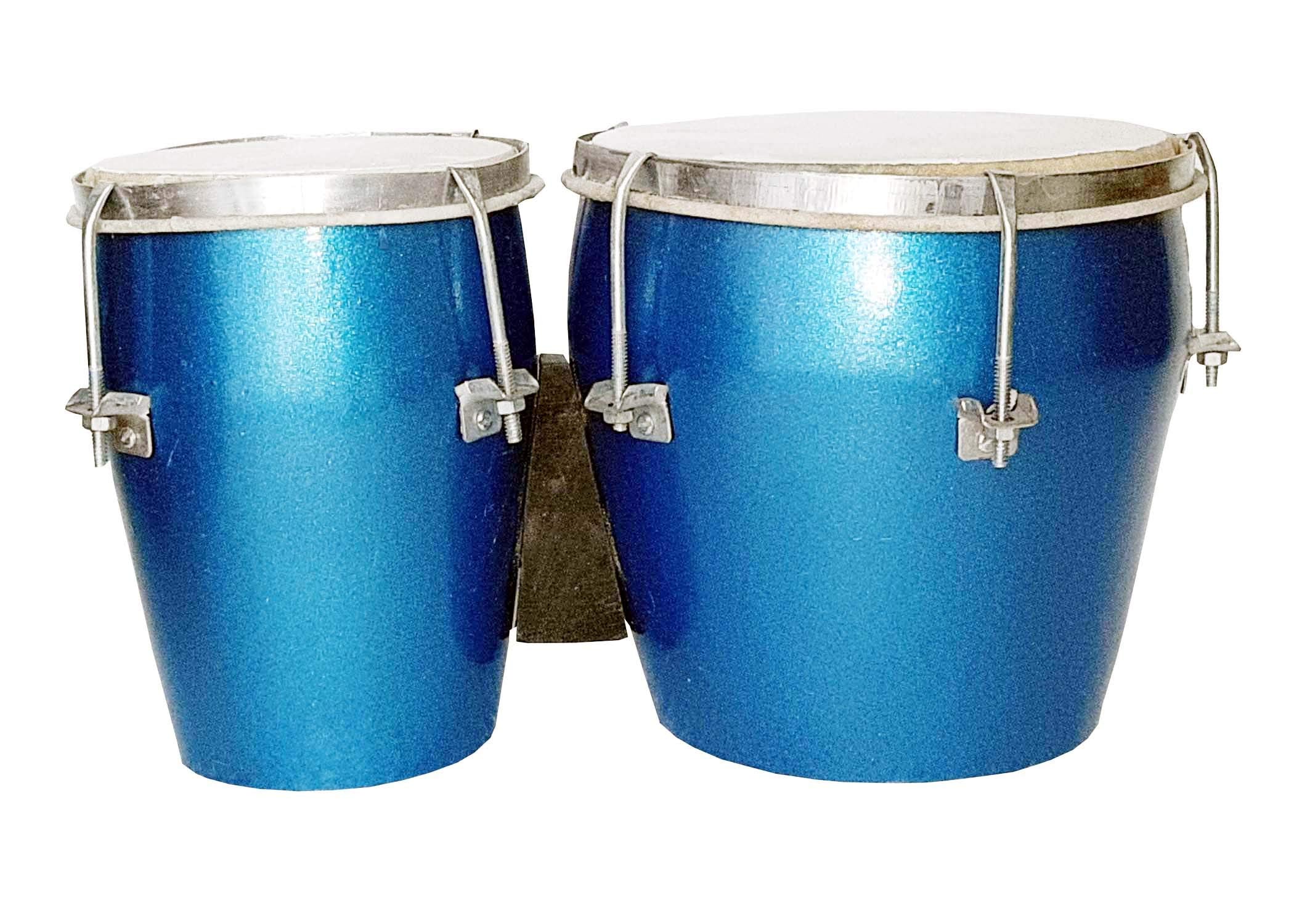 Gt Manufacturers Professional Two Piece Hand Made Wooden Bango Drum Set 01 (Blue)