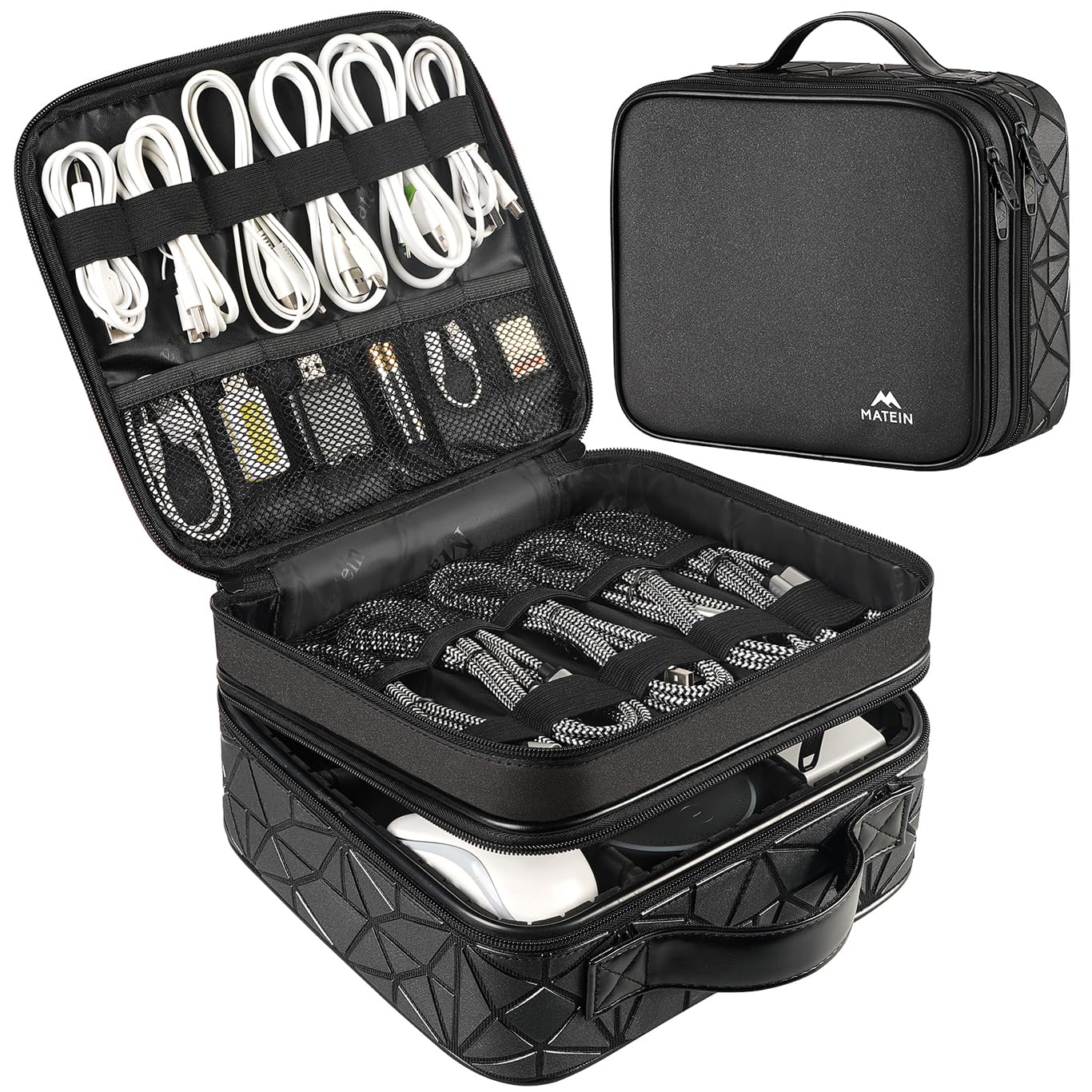 MATEIN Cable Organizer Bag, Waterproof Travel Electronic Storage, Shockproof Portable Double Layer Tech Bags Carrying Case for C