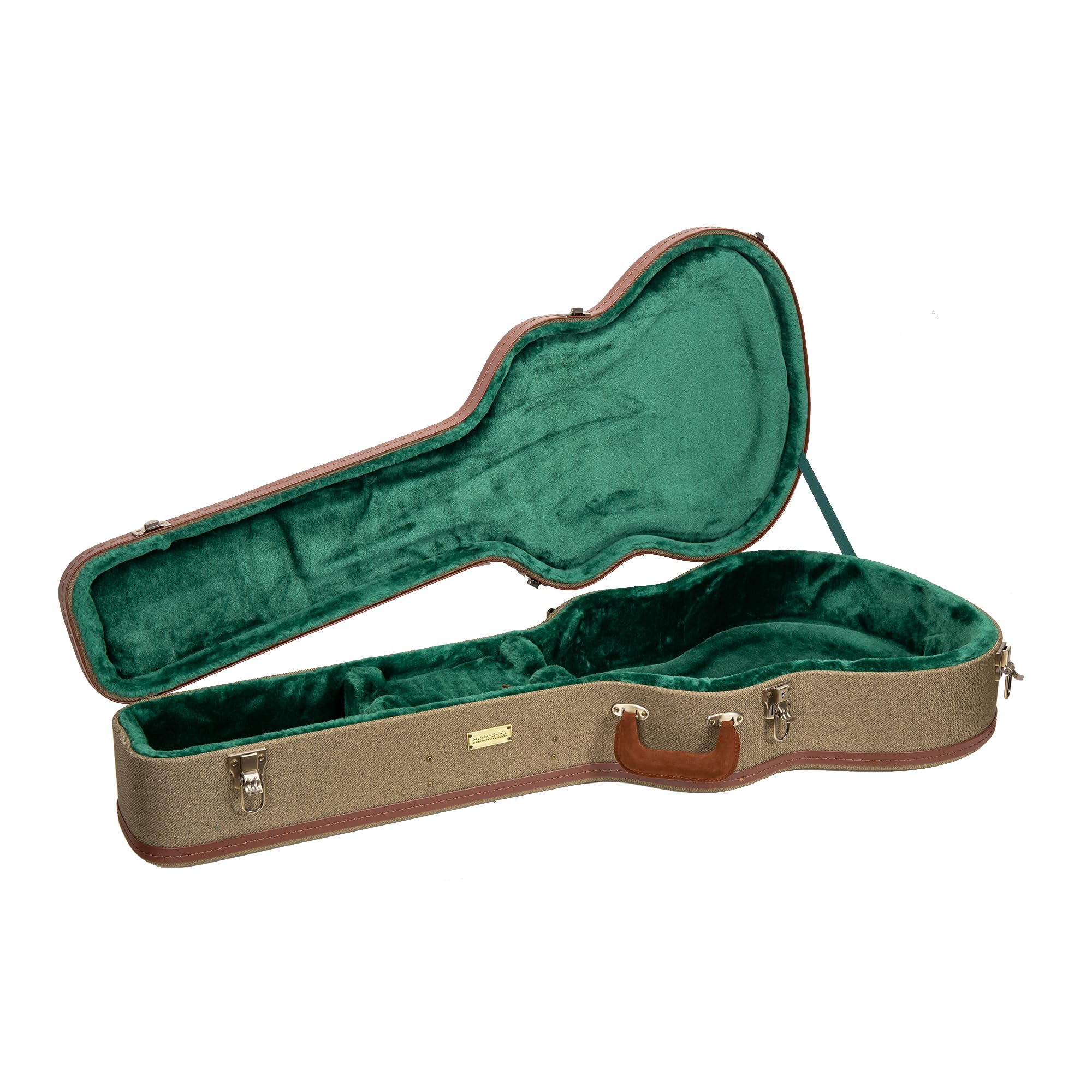 Crossrock Master Series Super Jumbo Guitar Case for Gibson SJ-200 | Olive Green Eco Tweed Fabric, Re-Engineered Shell, Leather H