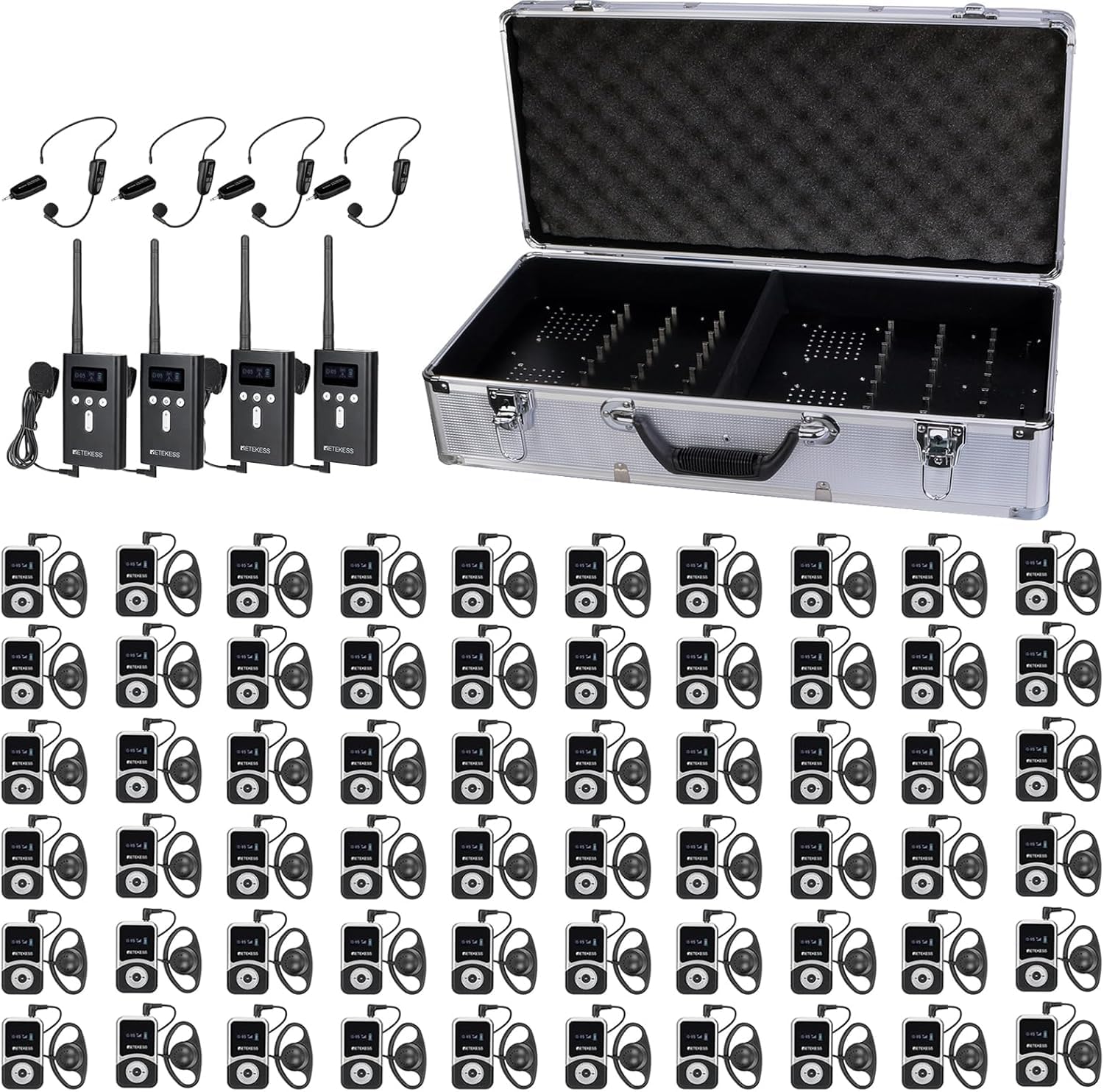 Retekess T130S School Tour Guide System, Tour Guide Microphone and Speaker, Upgraded Long Range, One-Key Pairing, Translation Eq