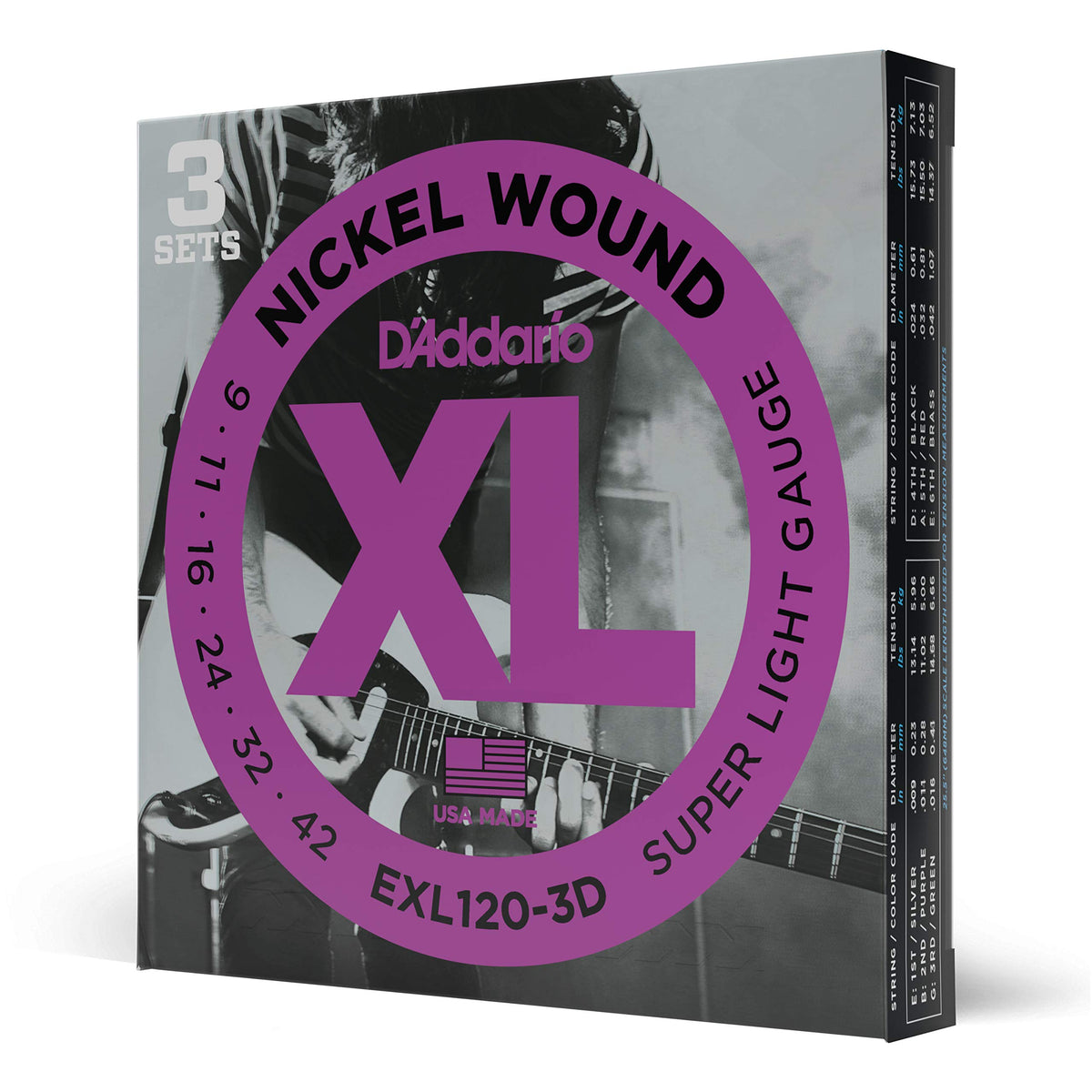 Daddario Guitar Strings - Xl Nickel Electric Guitar Strings - Exl120-3D - Perfect Intonation, Consistent Feel, Reliable Durabili