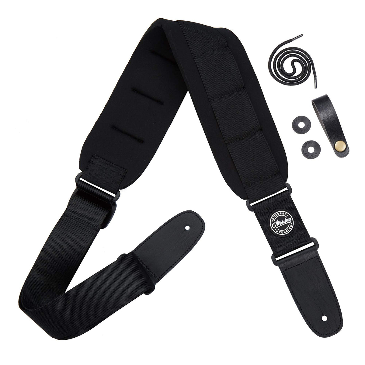 Amumu Sbr Guitar Strap With 3.3'' Wide Rubber Padded For Electric Guitar Bass Guitar Adjustable Length From 44'' To 57''