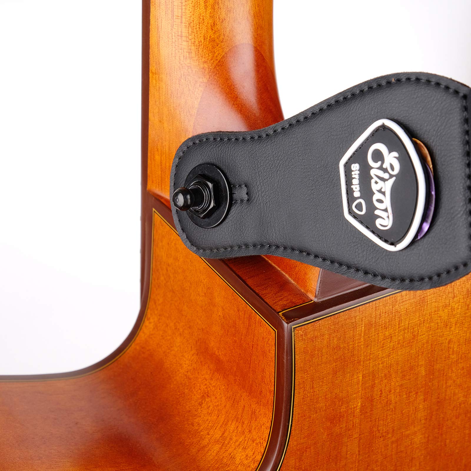 Eison Guitar Strap Locks and Buttons Security Quick Release Straplocks Strap Retainer System Nickel (2 Pieces Pack) (Black)