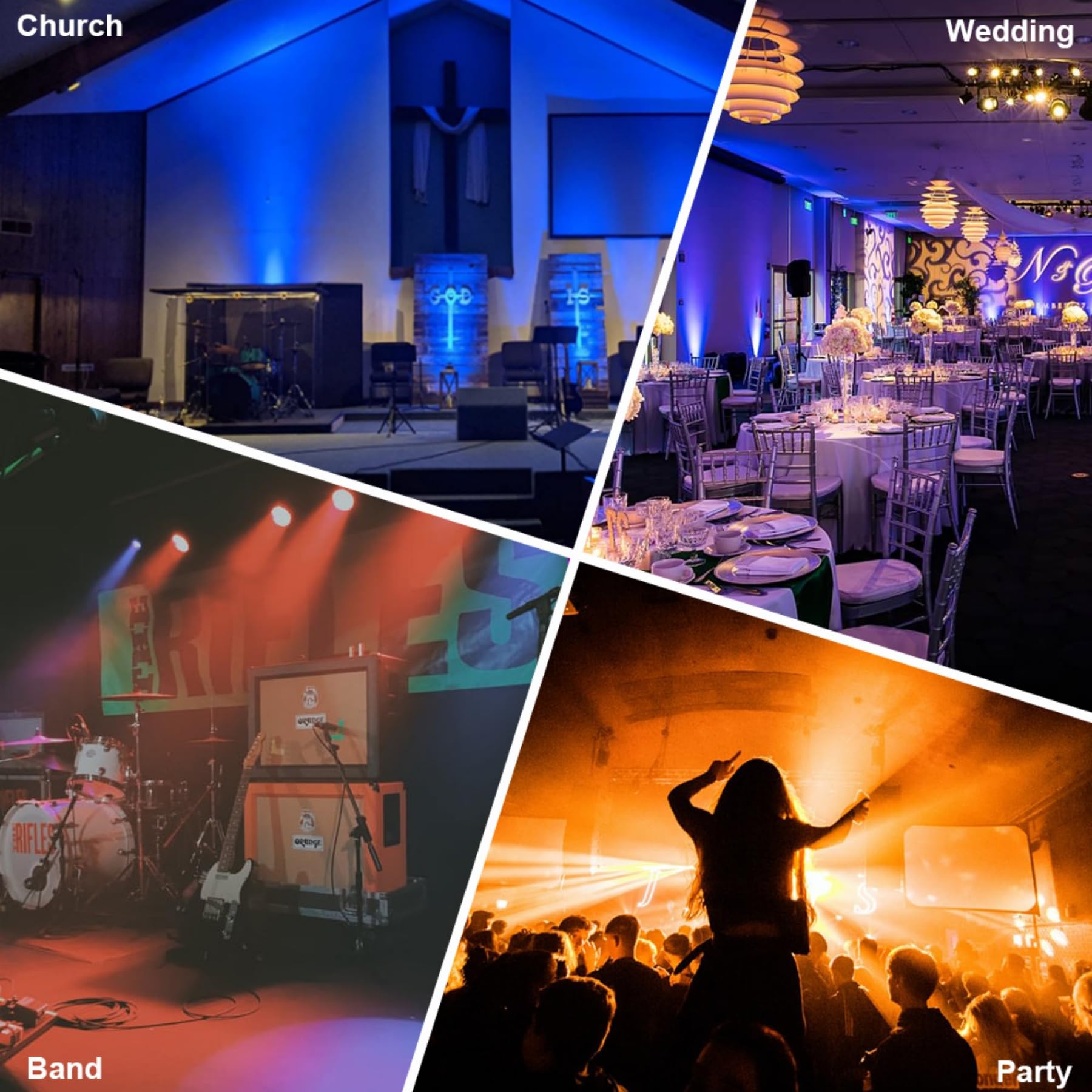 AQOOL Stage Par Lights, Super Bright RGBW LED Par Can Light with Remote & DMX Control, Sound Activated DJ Uplighting for Event C