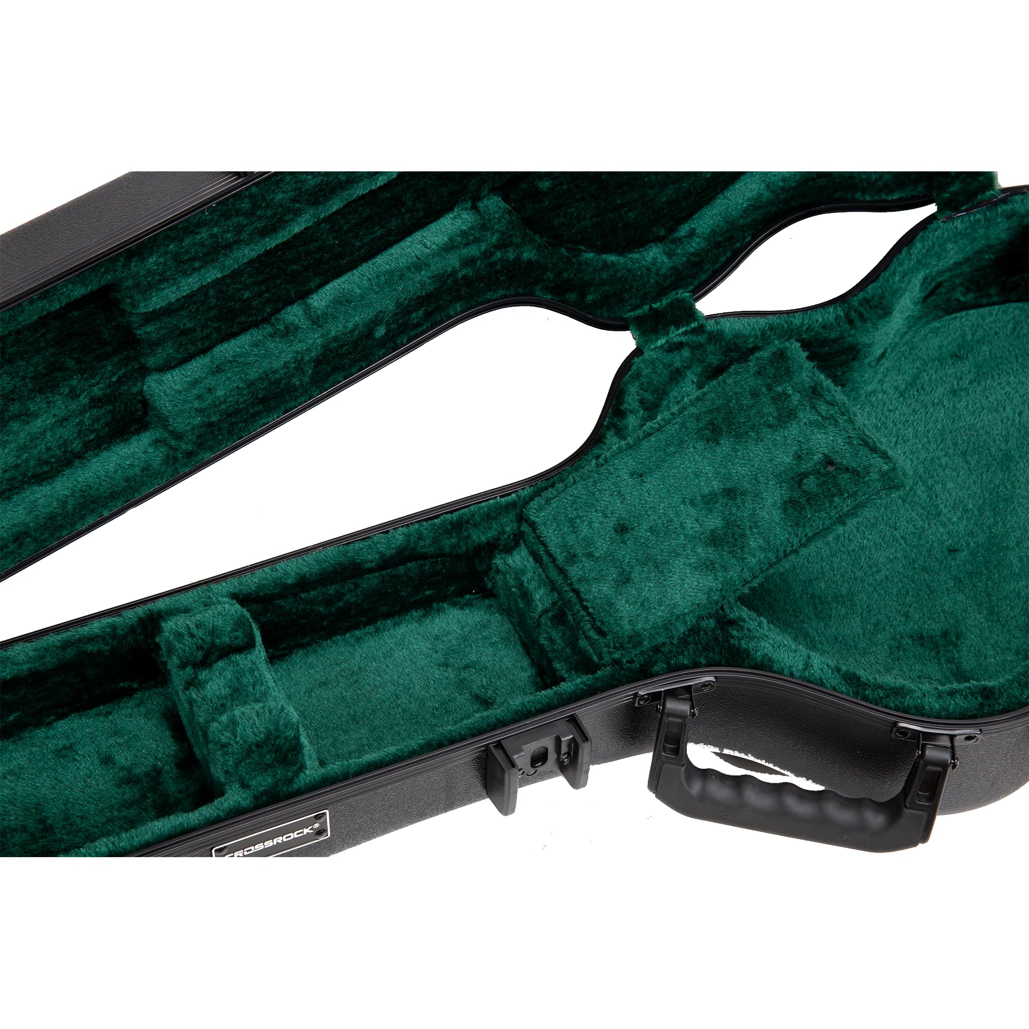 Crossrock ABS Flight Case for 4/4 Classical Guitar | Black Matte Scratch-Resistant Finish, TSA Lock, Forest Green Velvet Interio