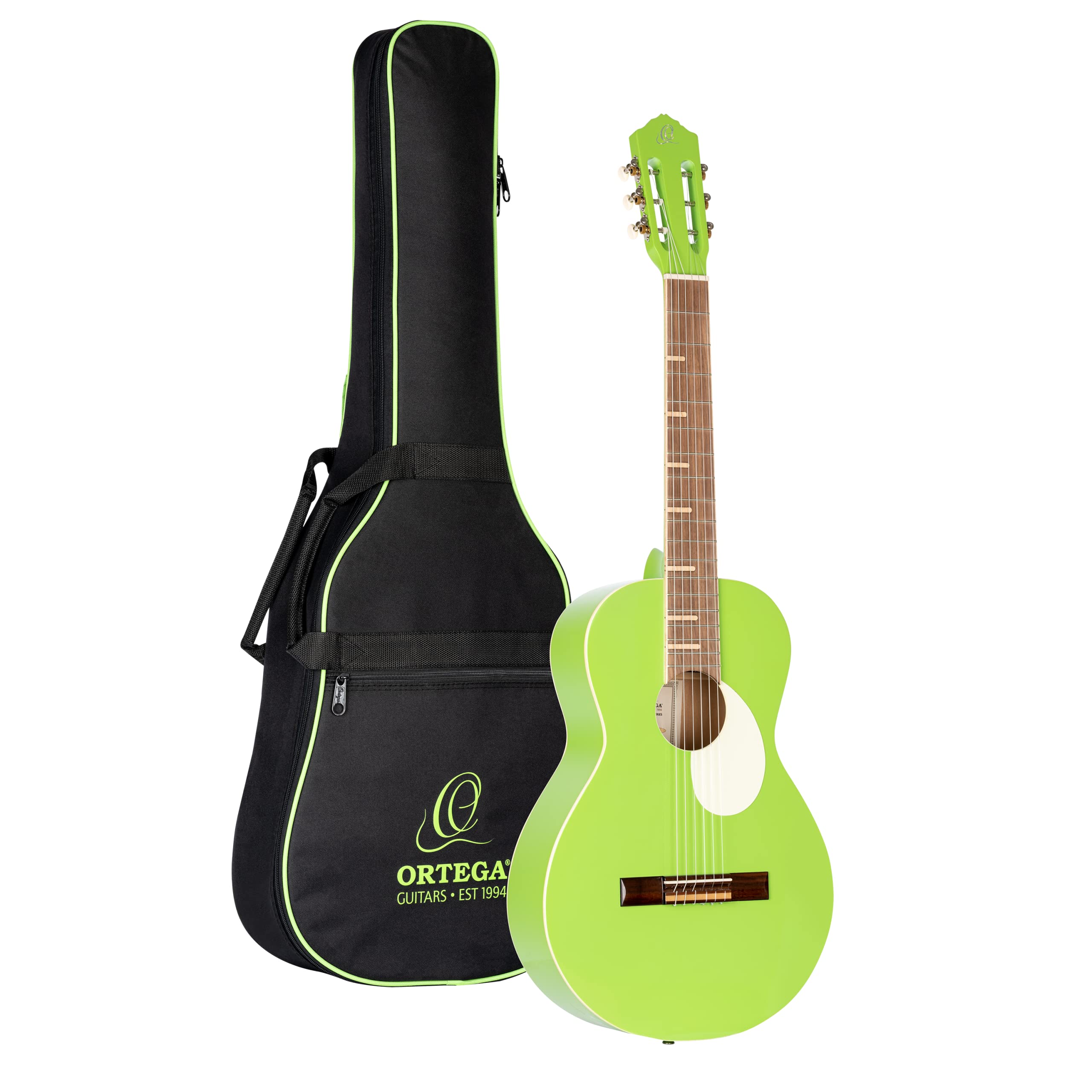 Ortega Guitars 6 Gaucho Series Nylon String Parlor Guitar W/Bag, Right, Green Apple (Rga-Gap)