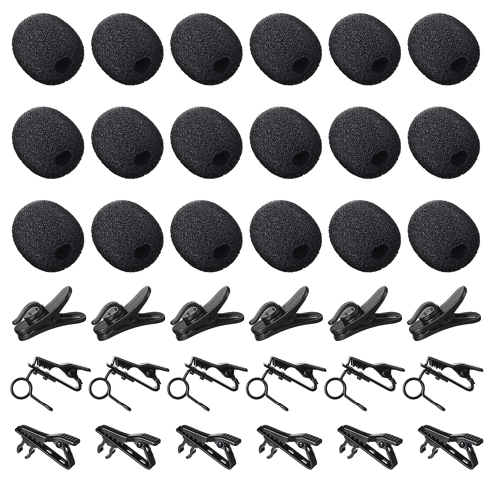 36 Pieces Lapel Mic Clips Sponge Cover Kit 18 Pieces Mental Lavalier Microphone Clip Plastic Lavalier Wire Clips 18 Pieces Foam 