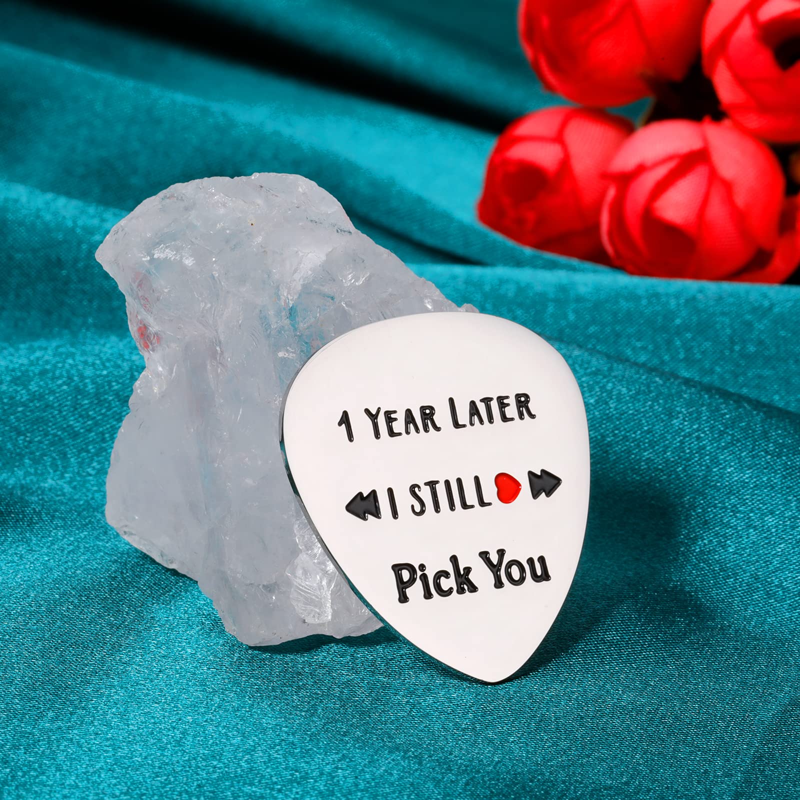 1 Year Anniversary Present Gifts for Boyfriend Girlfriend Men Women Him Her Musician Boyfriend Guitar Pick One Year Wedding Anni