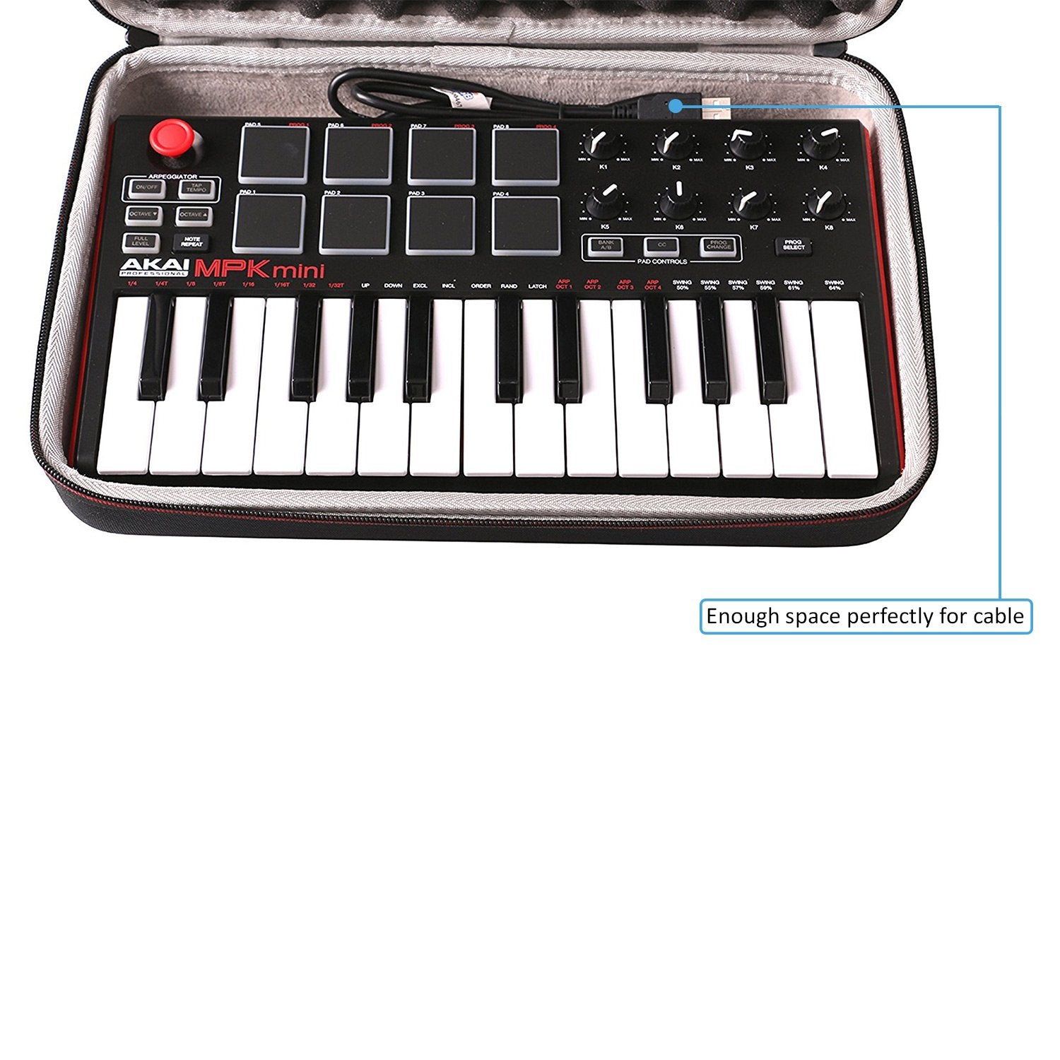 LTGEM Travel Hard Carrying Case for Akai Professional MPK Mini MK3 / MPK Mini Play MK3 / MPK Mini MKII/MPK Mini Play - 25 Key US