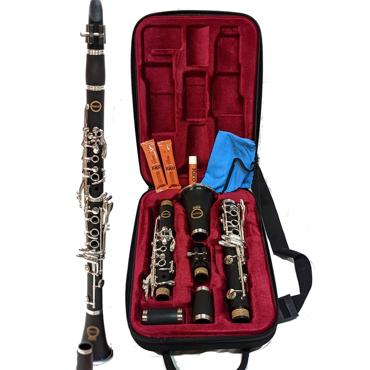 Clarinet Herche Superior Bb Clarinet X3 - Professional Grade Musical Instruments For All Levels - Service Plan - Educator Approv