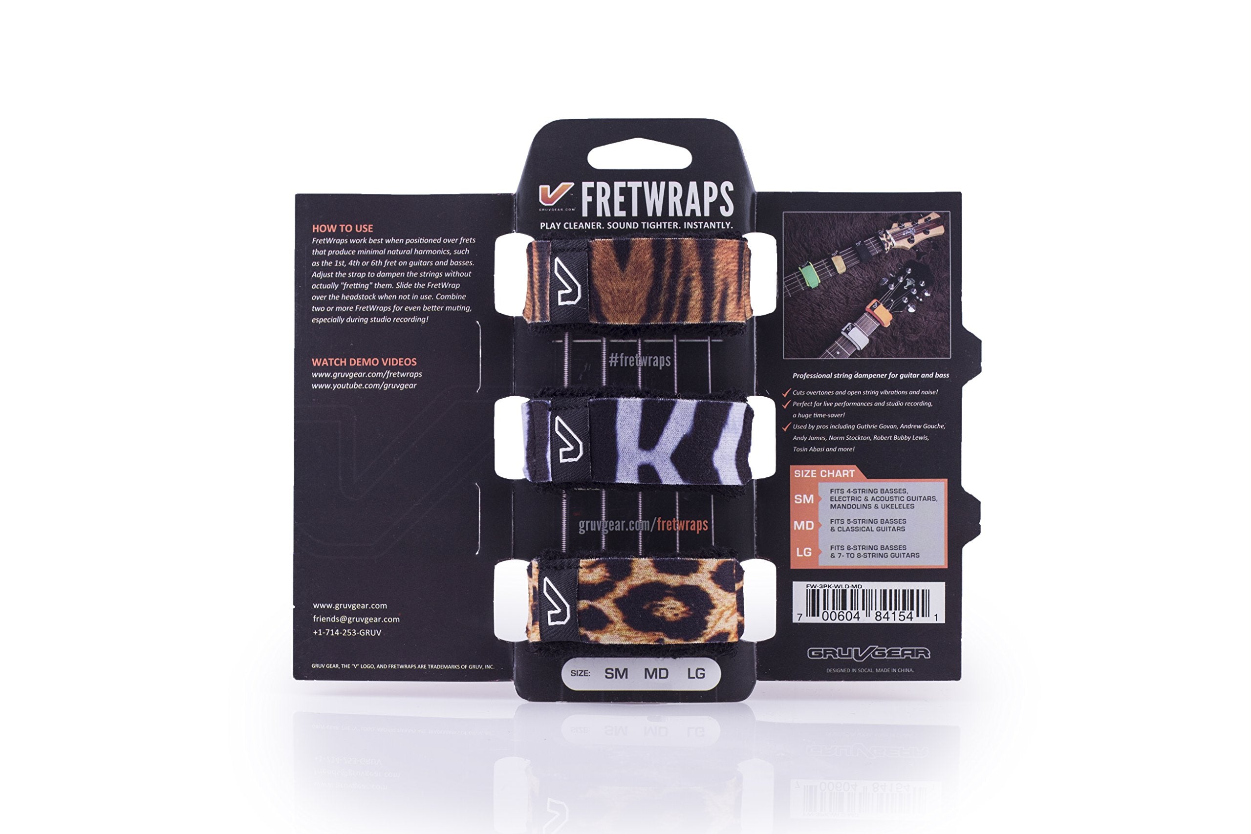 Gruv Gear Fretwraps 3-Pack ''Safari''Guitar String Muters, Safari Print, Small