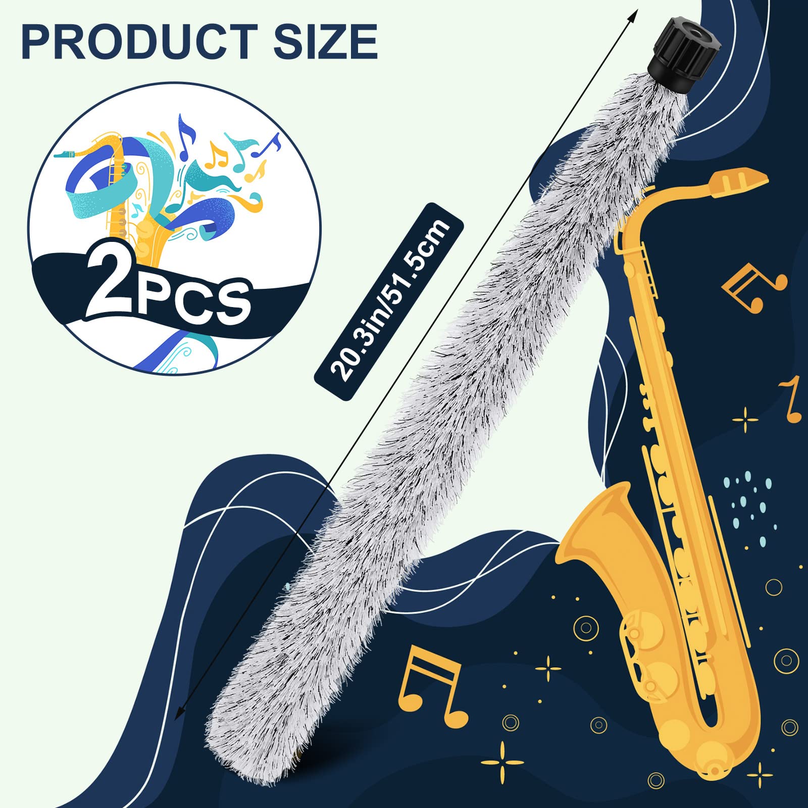 2 Pcs Alto Sax Pad Saver Brush Cleaner Saxophone Cleaning Brush Flute Maintain Care Tool Saxophone Accessories Instrument Gifts,