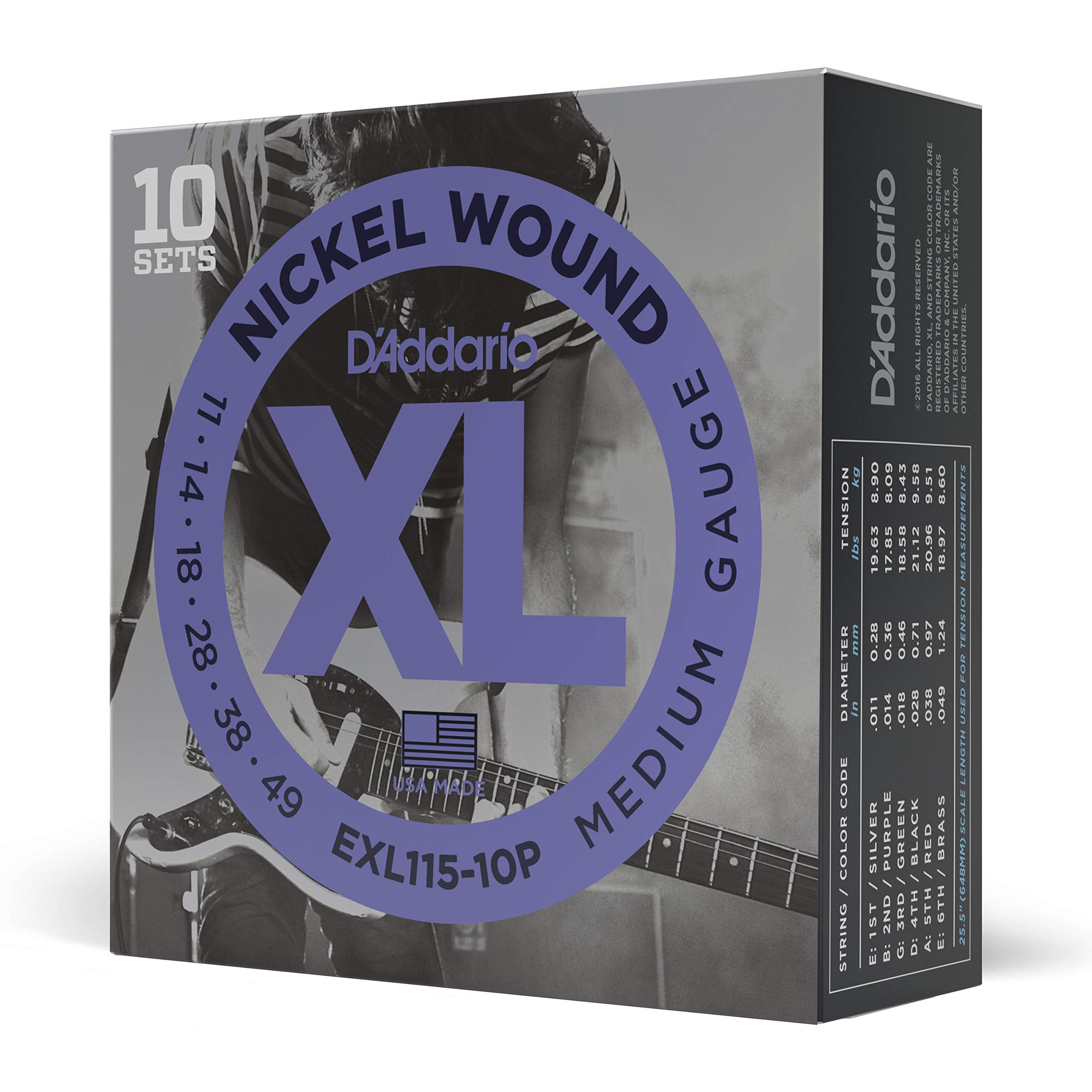 Daddario Guitar Strings - Xl Nickel Electric Guitar Strings - Exl115-10P - Perfect Intonation, Consistent Feel, Reliable Durabil