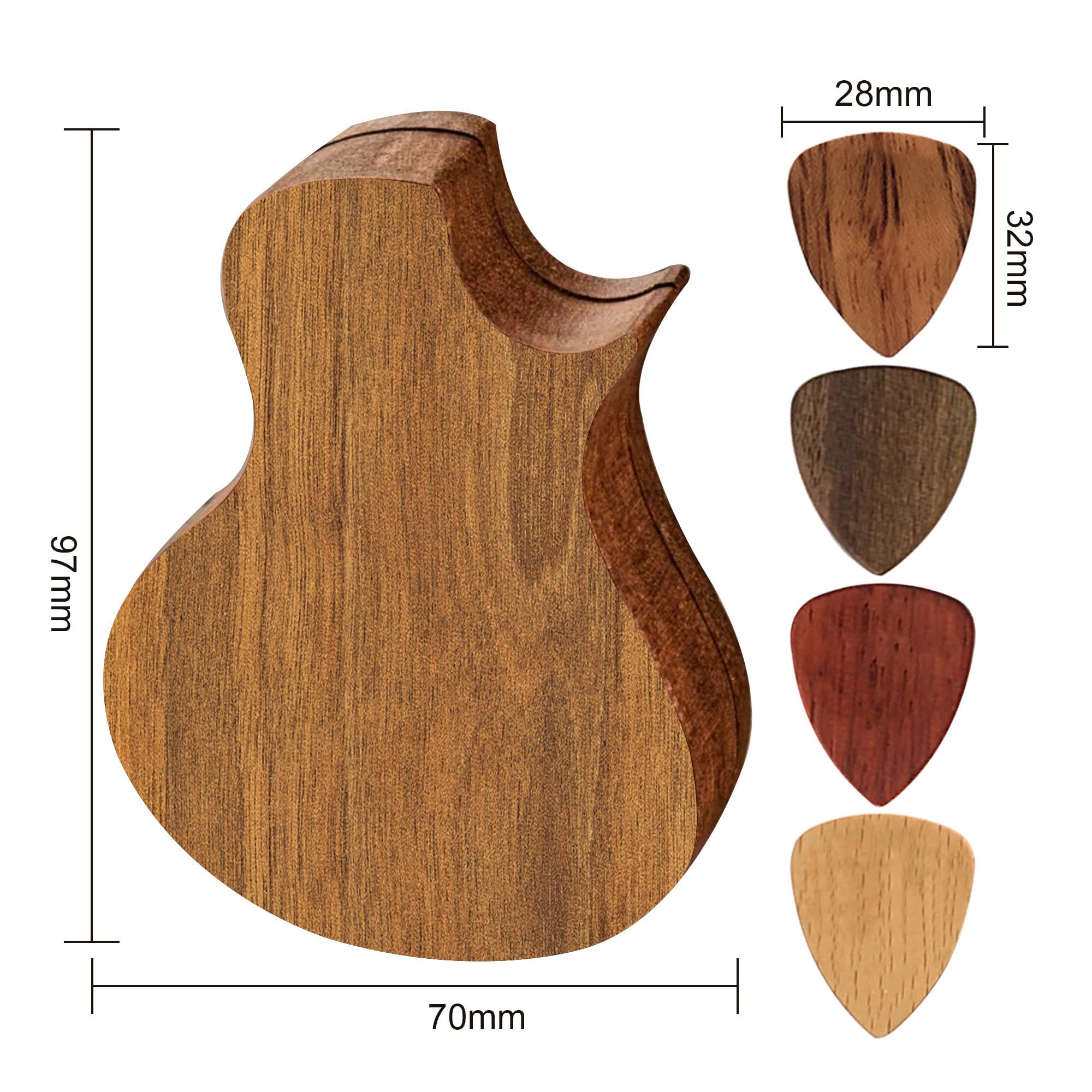 EDSG Personalized Guitar Pick Holder Engraved Wooden Guitar Picks Holder Custom Guitar Pick Case Box Gifts for Men Him Birthday